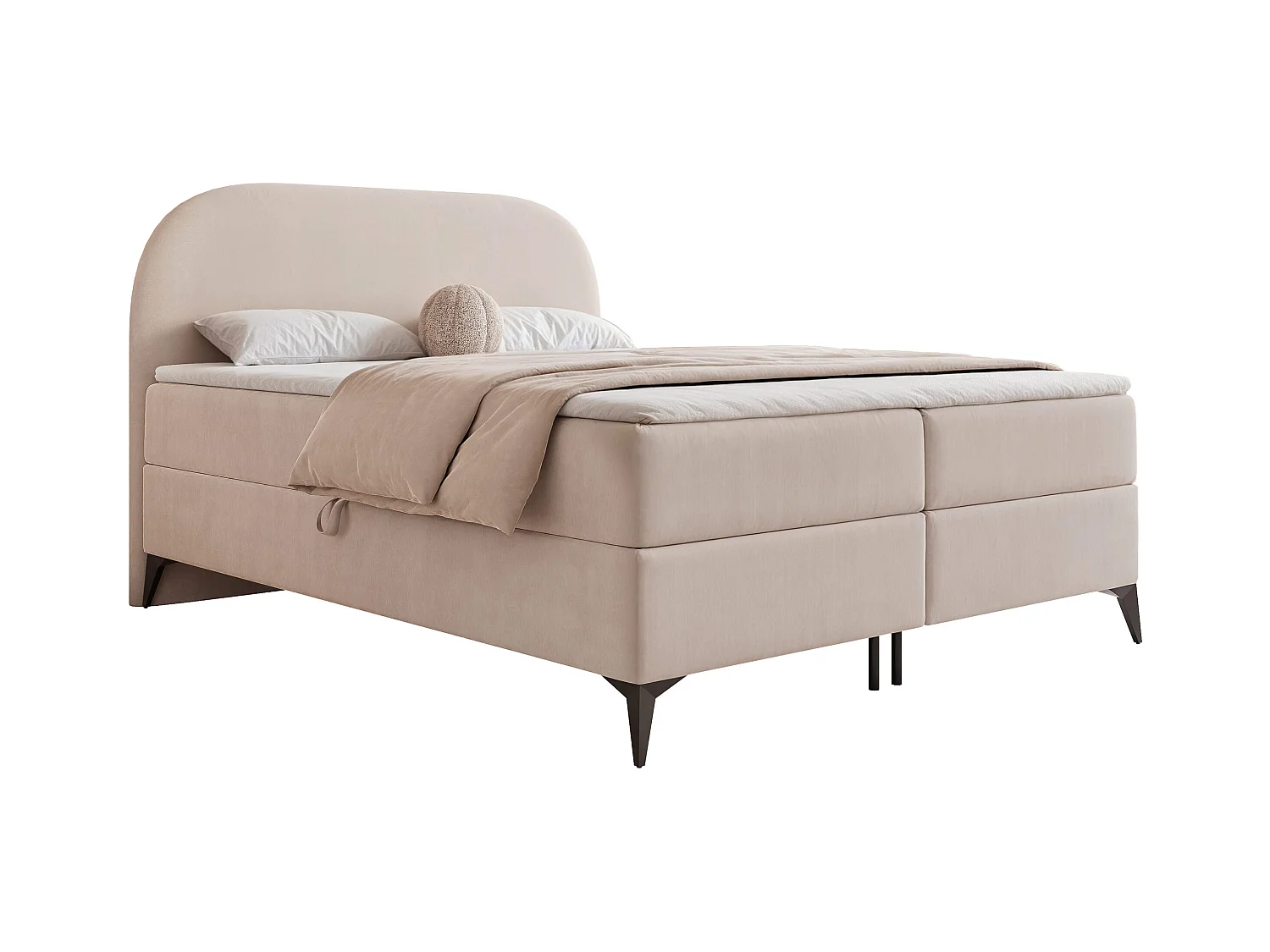 Lit continental rembourré sur pieds avec surmatelas, crème - 140x200 - NOELIA