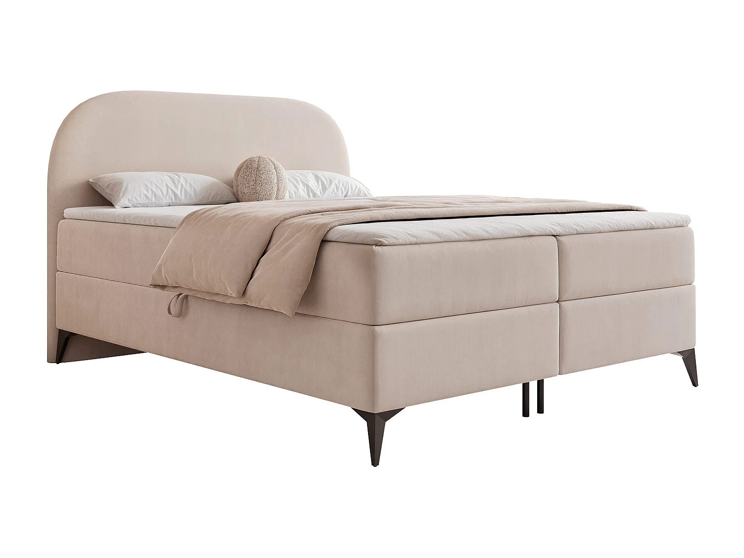 Lit continental rembourré sur pieds avec surmatelas, crème - 140x200 - NOELIA