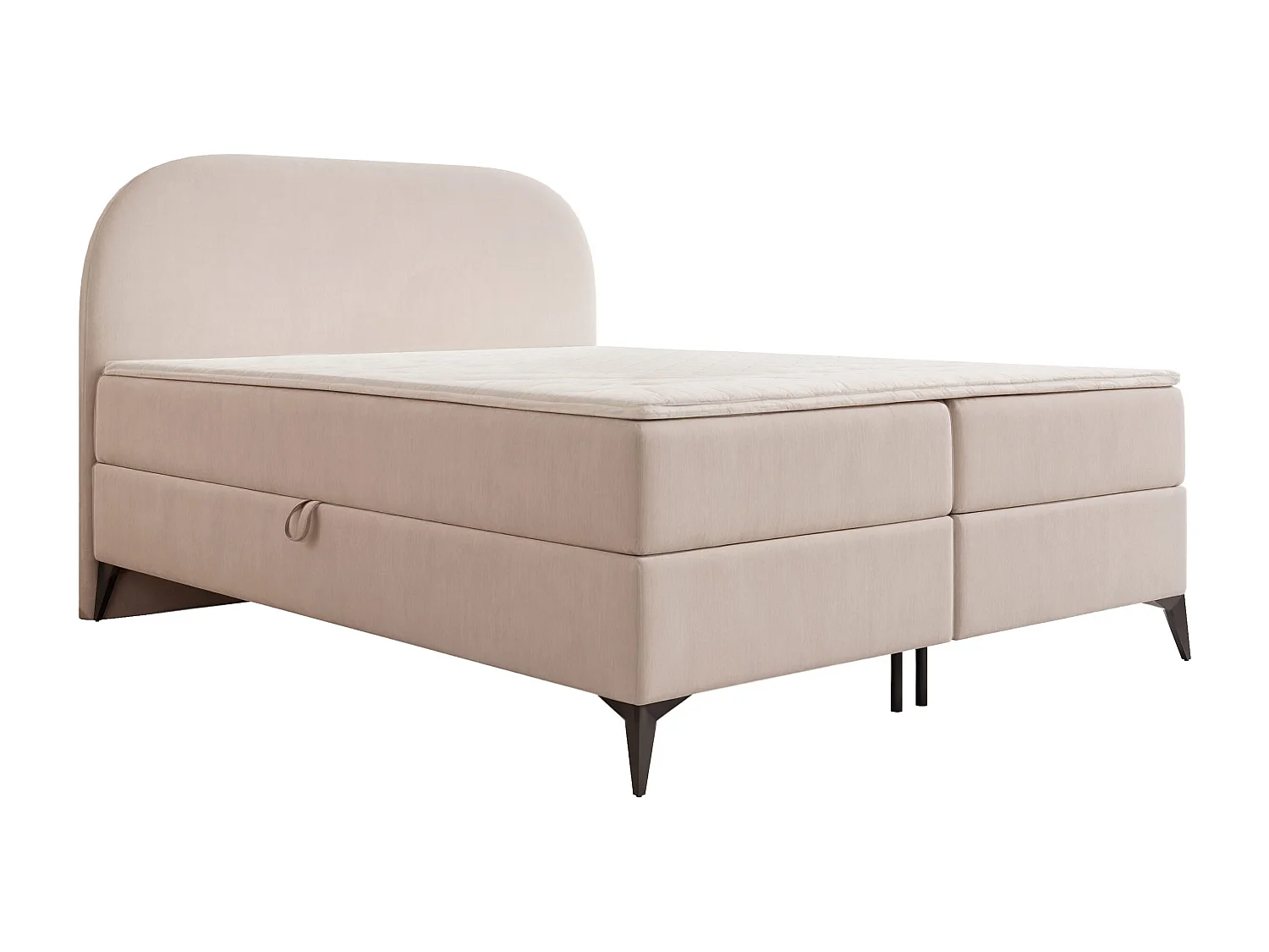 Lit continental rembourré sur pieds avec surmatelas, crème - 140x200 - NOELIA
