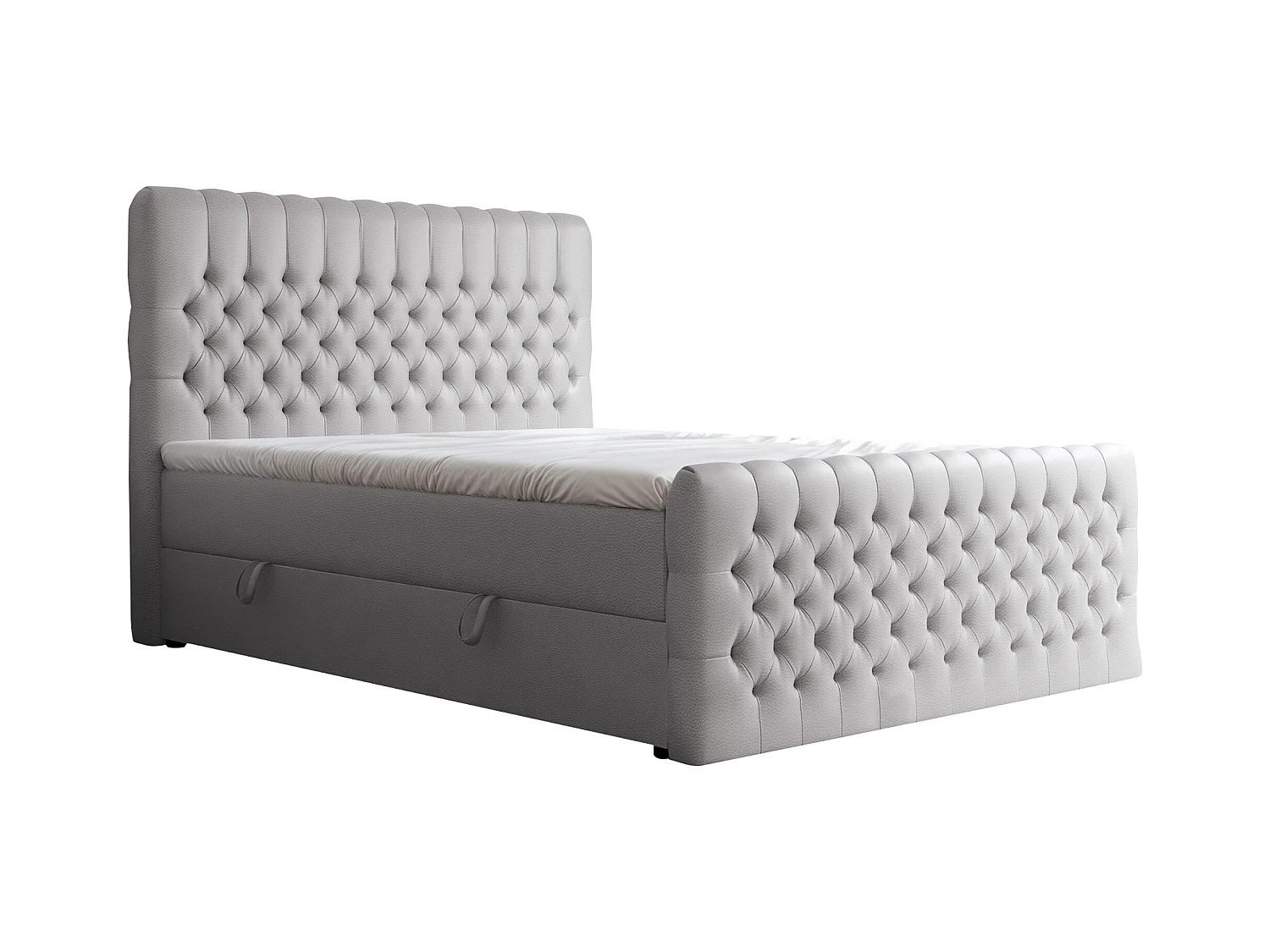 Lit continental rembourré avec matelas, gris  - 160x200