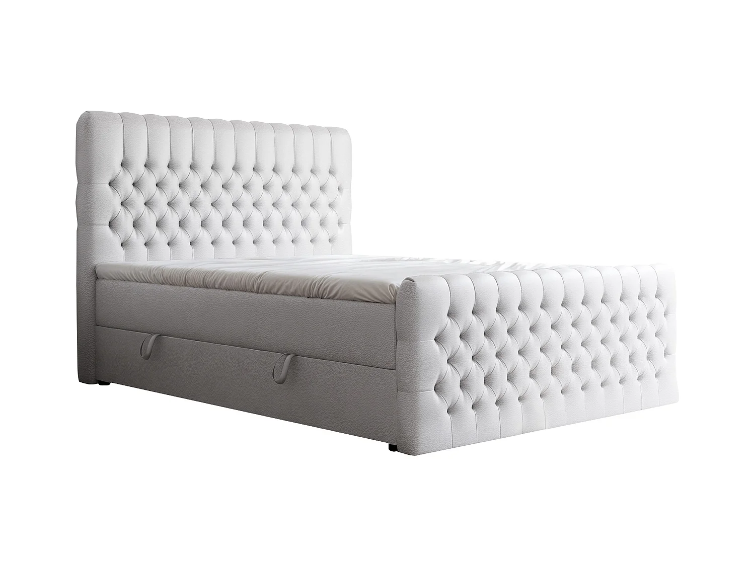 Lit continental rembourré avec matelas, blanc  - 120x200
