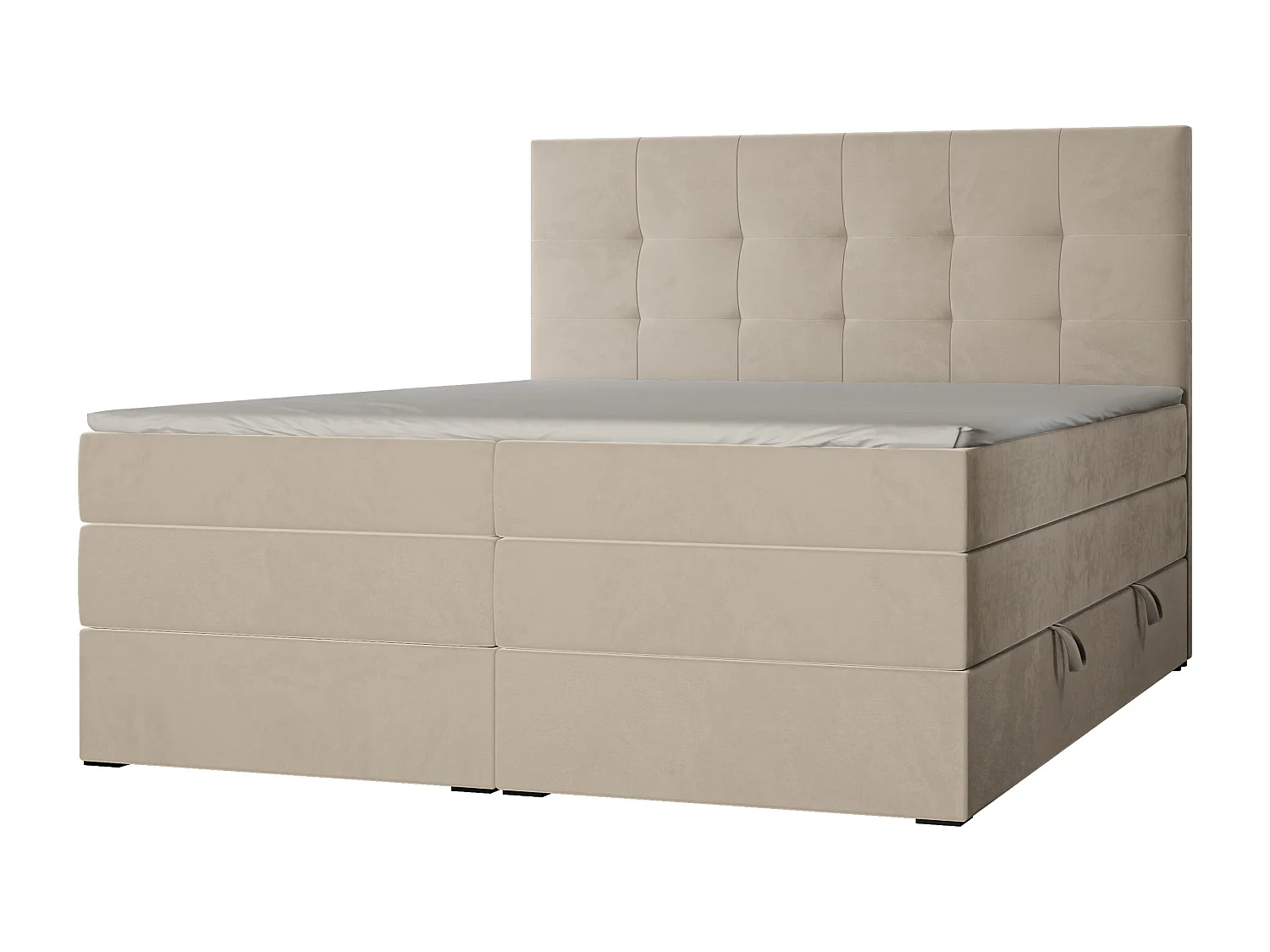Lit continental rembourré avec surmatelas, crème - 180x200 - AZARIO