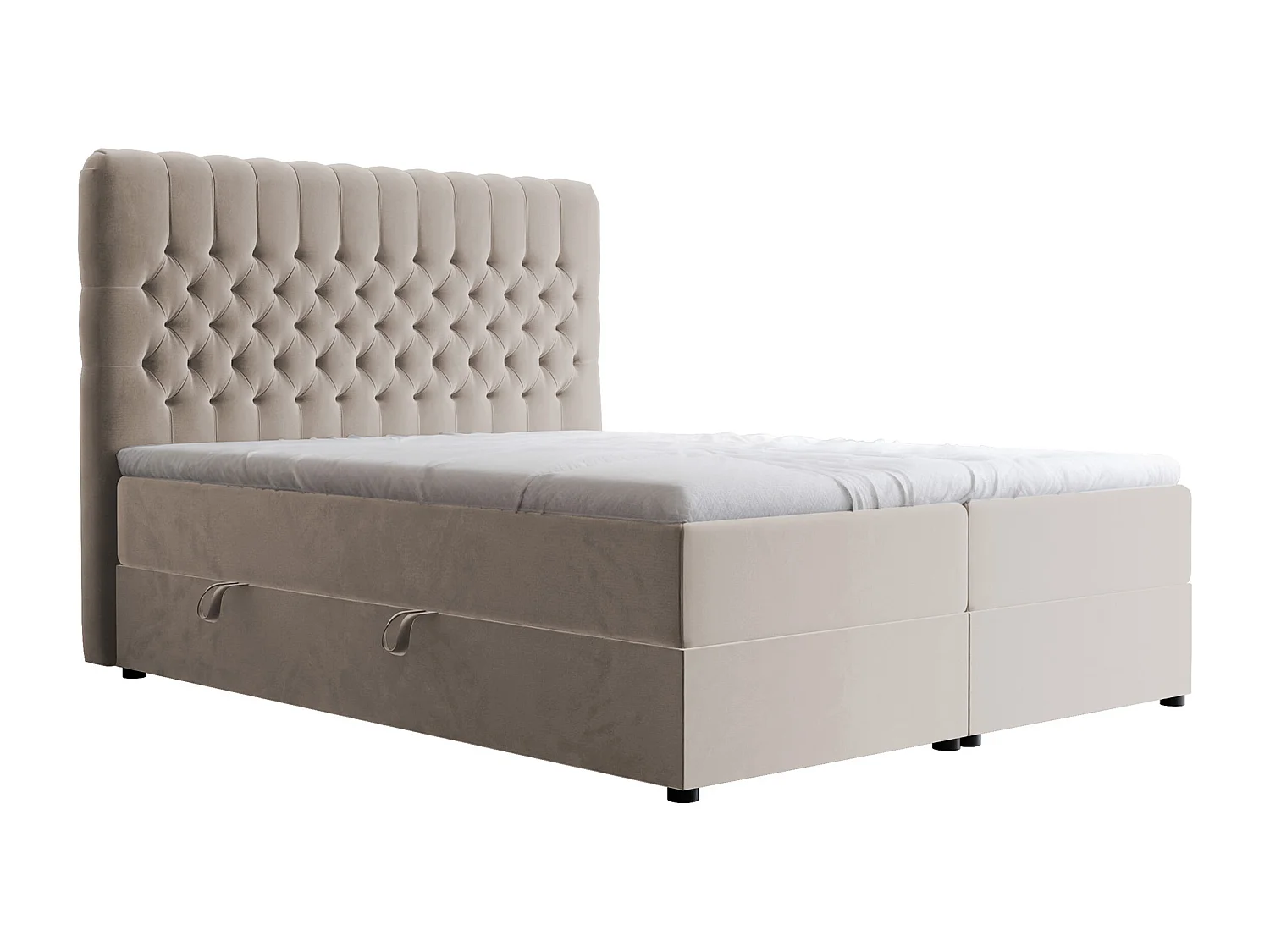 Lit continental rembourré avec matelas, beige - 160x200
