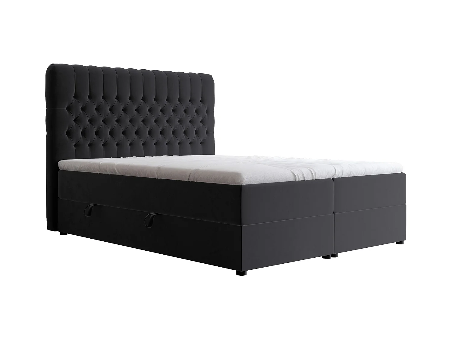Lit continental rembourré avec matelas, noir - 160x200