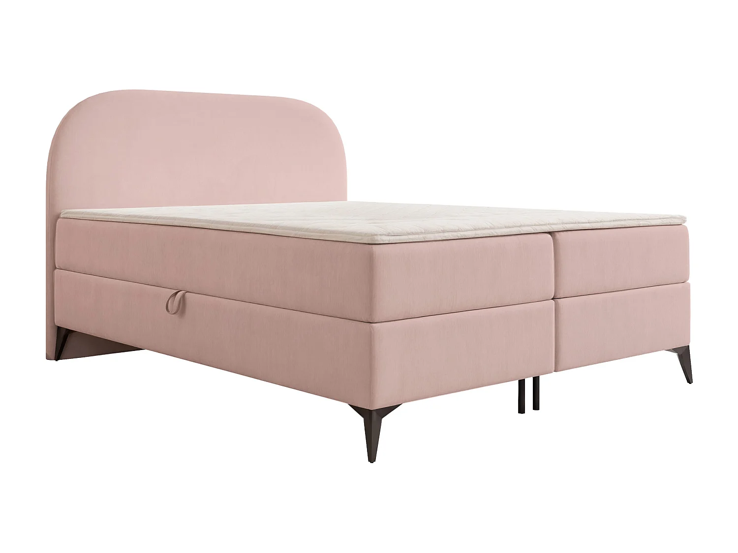 Lit continental rembourré sur pieds avec surmatelas, rose poudré - 160x200 - NOELIA