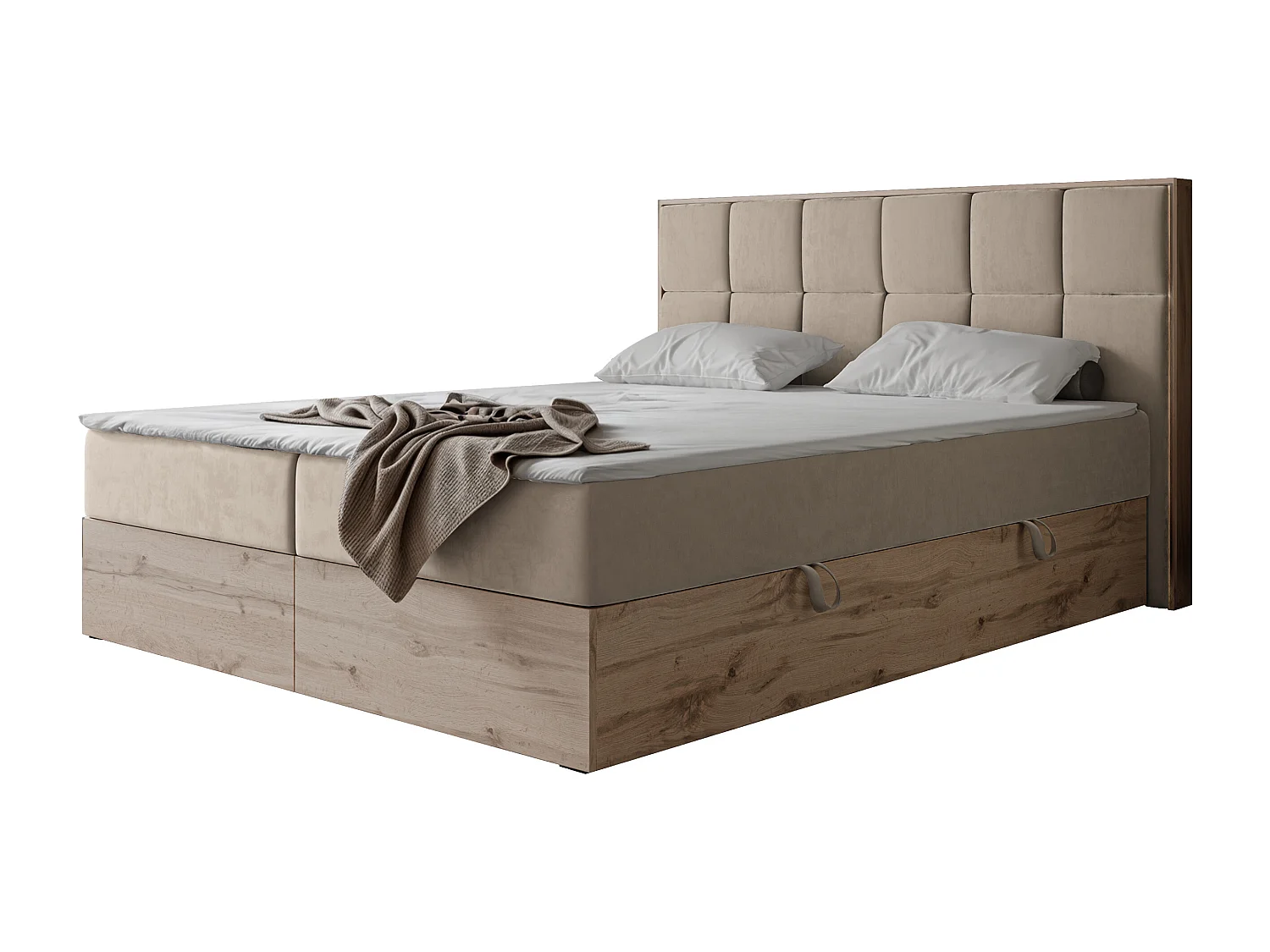 Lit continental rembourré avec surmatelas, crème - 140x200 - LAVIO II