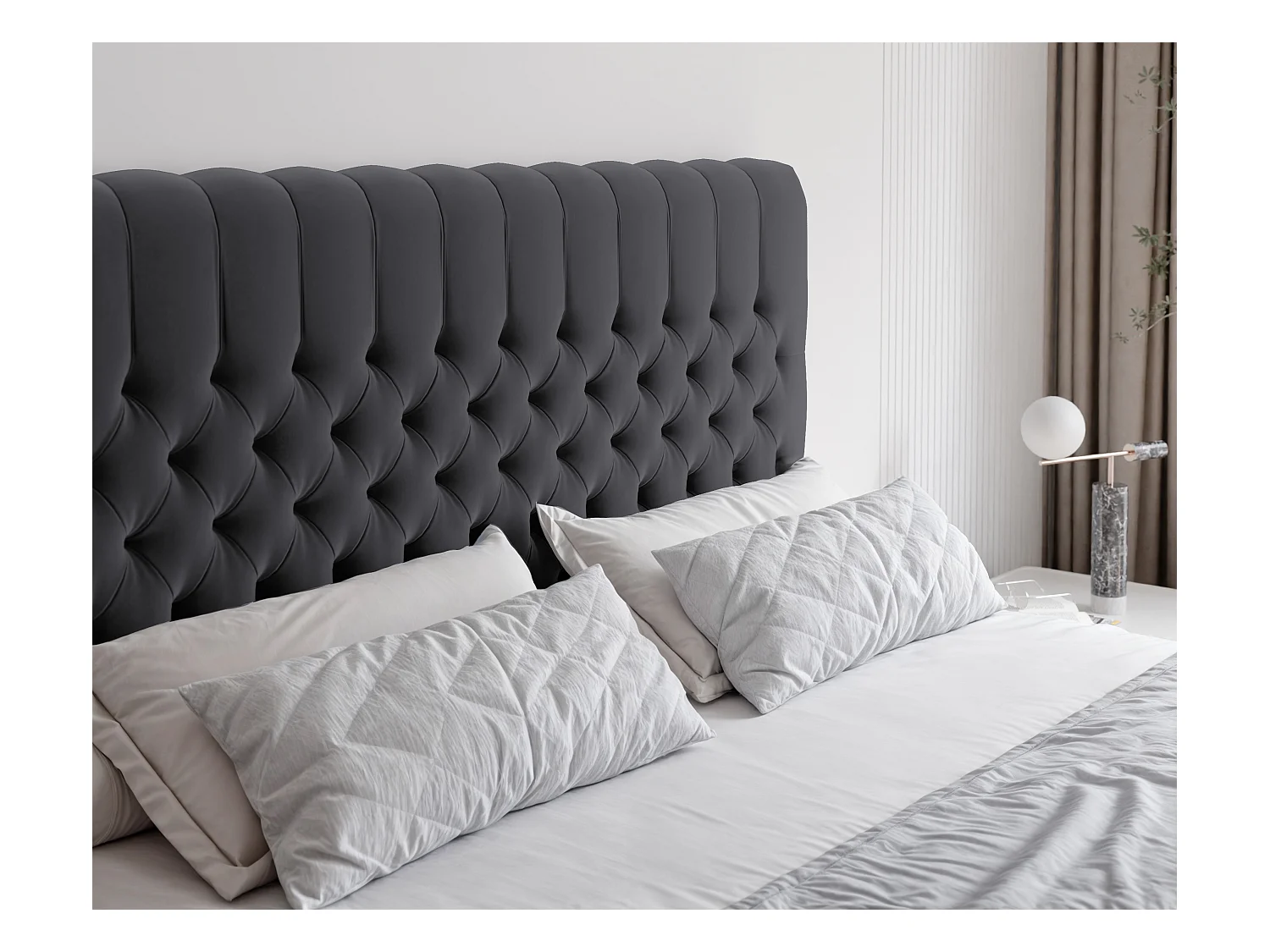 Lit continental rembourré avec matelas, gris anthracite - 120x200