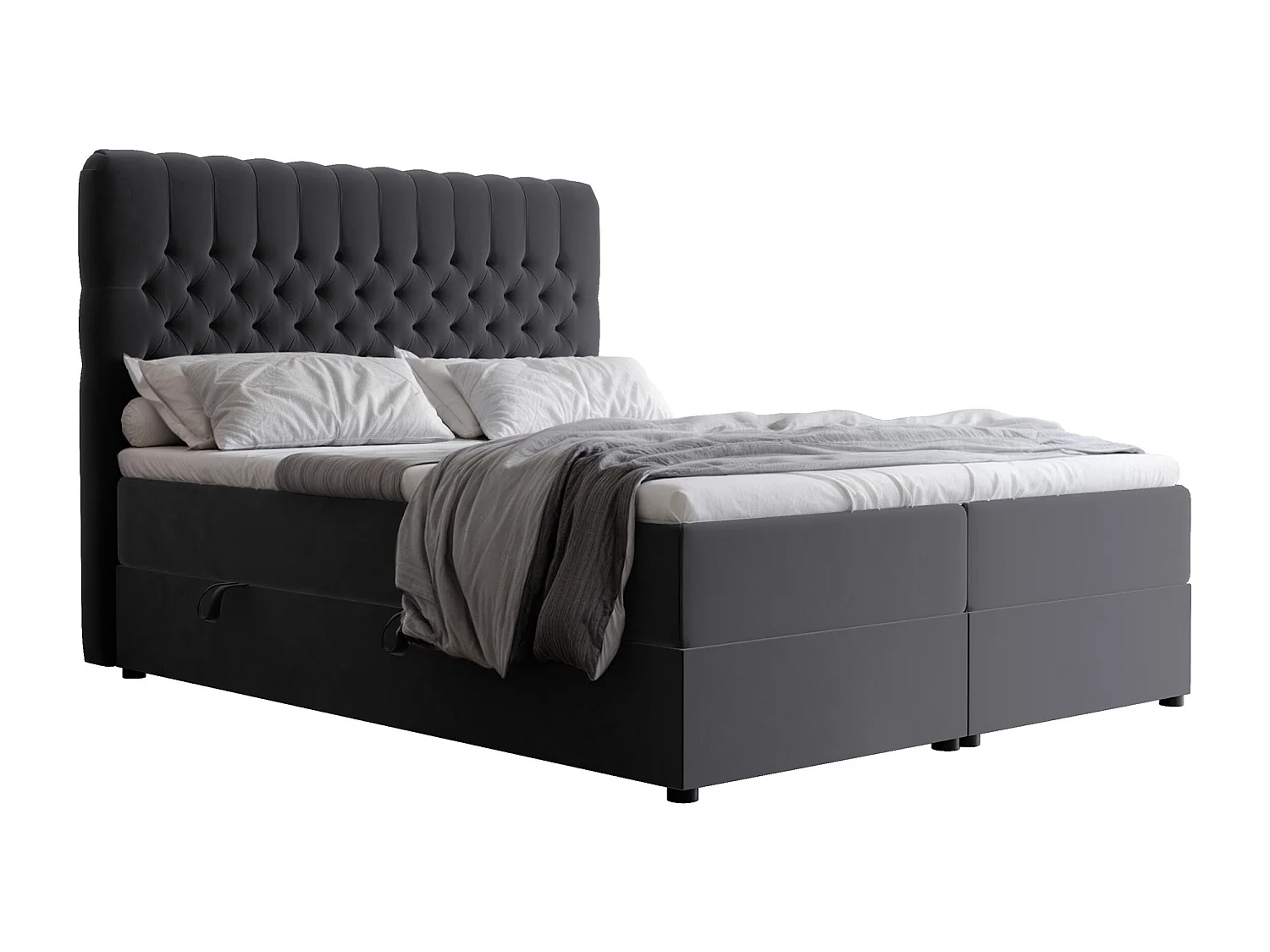 Lit continental rembourré avec matelas, gris anthracite - 120x200
