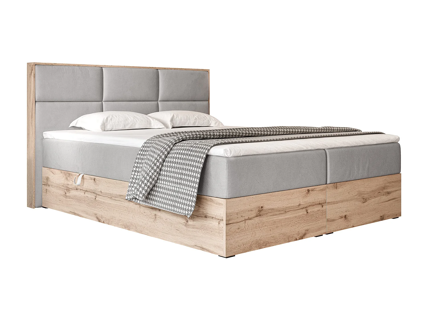 Lit continental rembourré avec surmatelas, gris - 120x200 - LAVIO