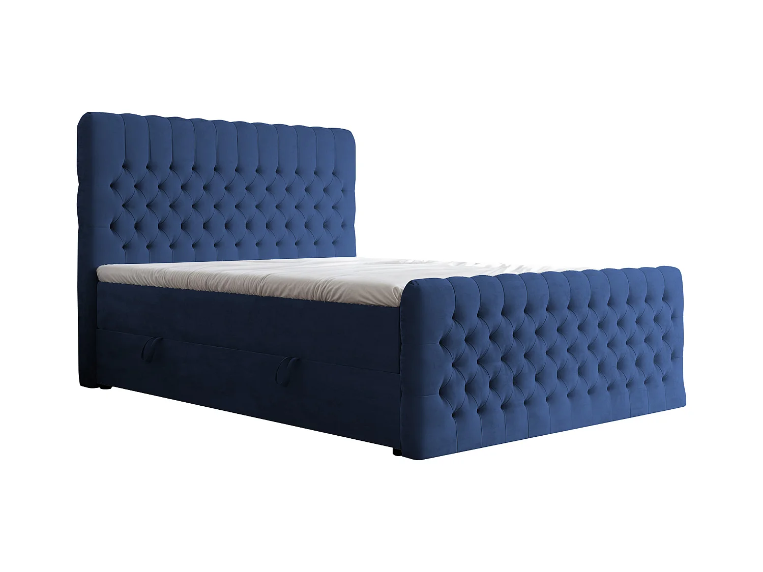 Lit continental rembourré avec matelas, bleu - 180x200
