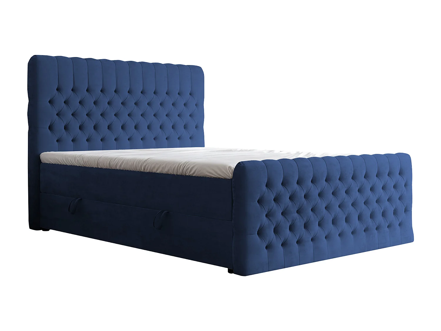 Lit continental rembourré avec matelas, bleu - 180x200