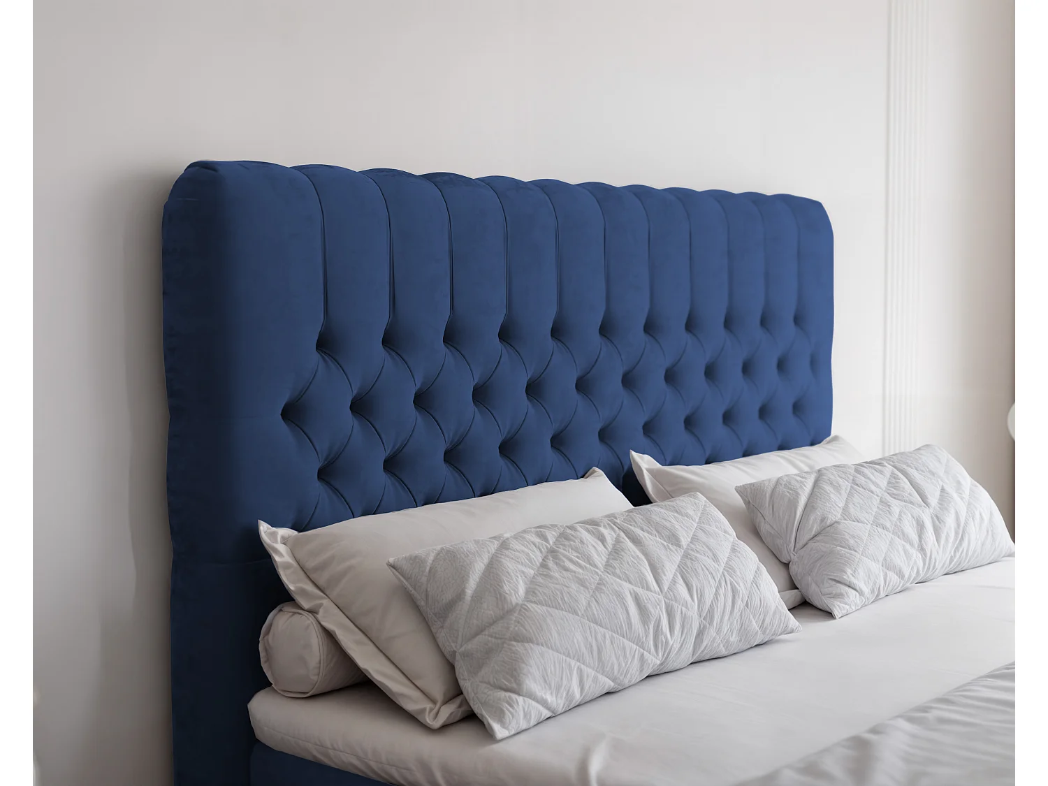 Lit continental rembourré avec matelas, bleu - 180x200