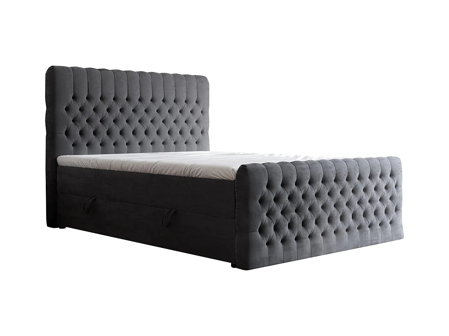 Lit continental rembourré avec matelas, gris anthracite - 160x200