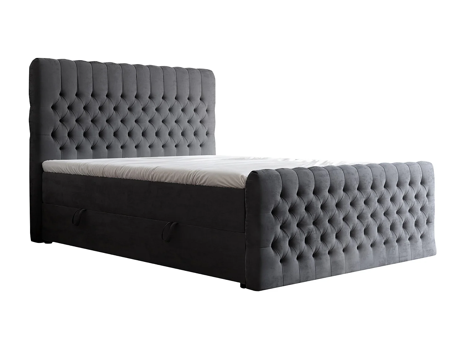 Lit continental rembourré avec matelas, gris anthracite - 160x200