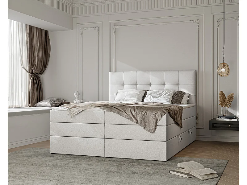 Lit continental rembourré avec surmatelas, blanc  - 140x200 - AZARIO