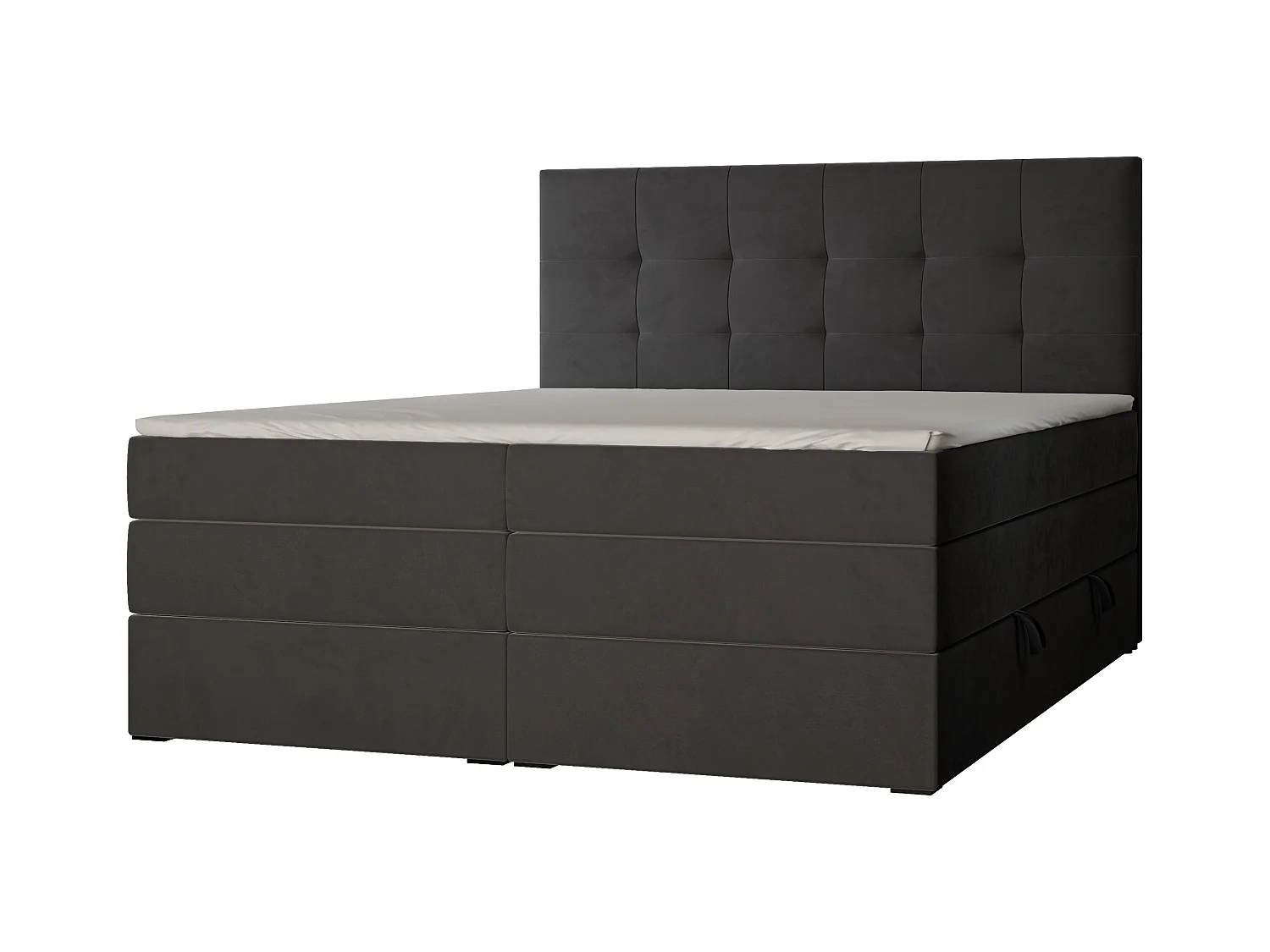 Lit continental rembourré avec surmatelas, gris anthracite - 180x200 - AZARIO
