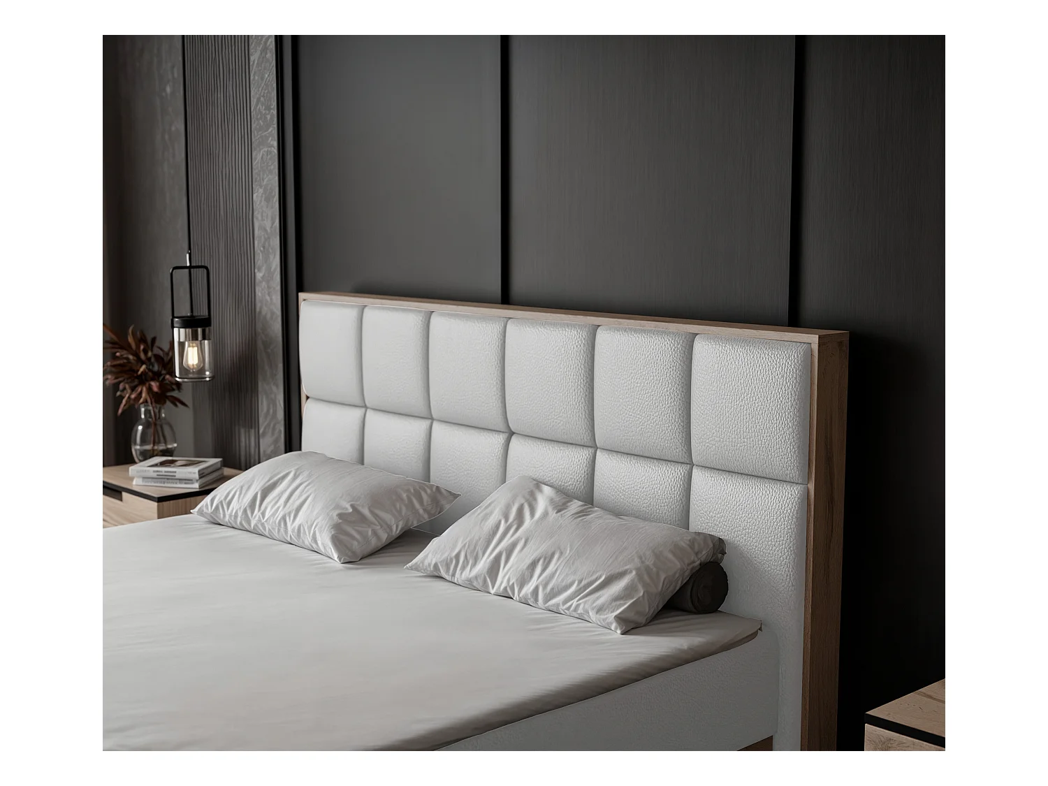 Lit continental rembourré avec surmatelas, blanc  - 120x200 - LAVIO II