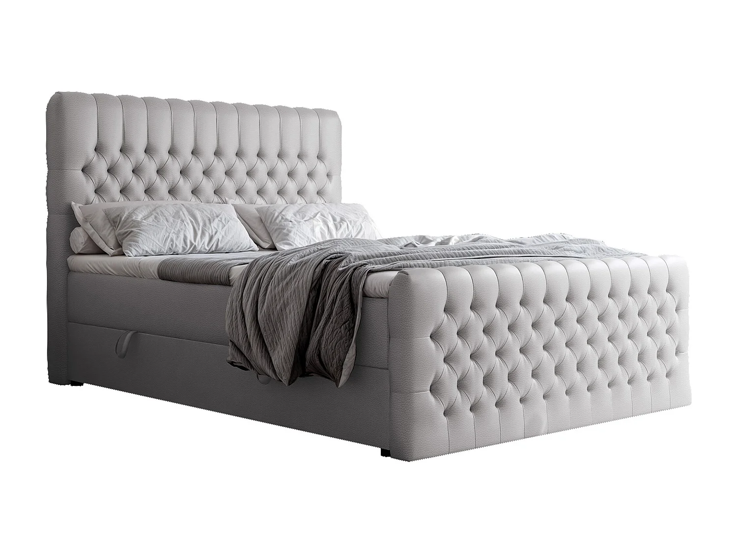 Lit continental rembourré avec matelas, gris  - 120x200