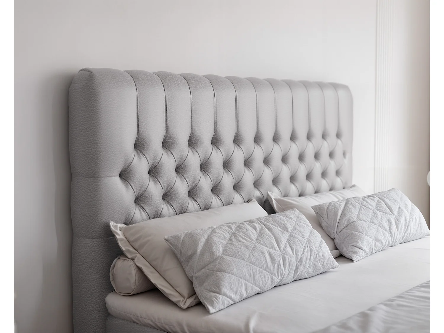 Lit continental rembourré avec matelas, gris  - 120x200