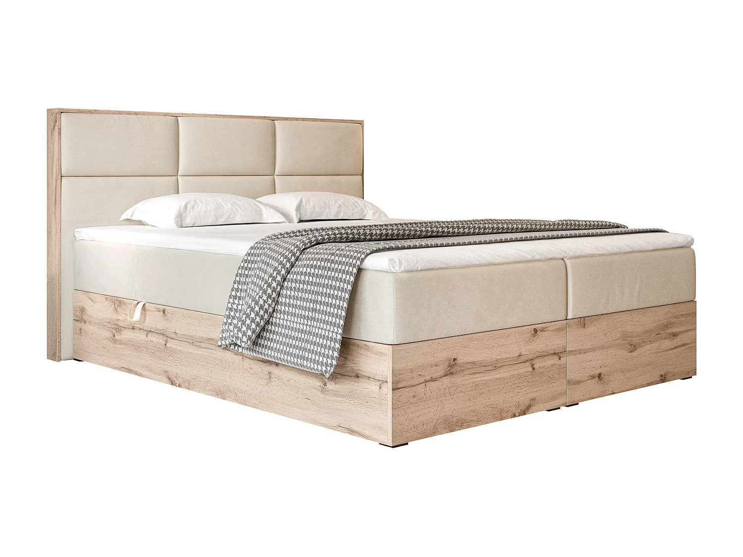 Lit continental rembourré avec surmatelas, crème - 120x200 - LAVIO