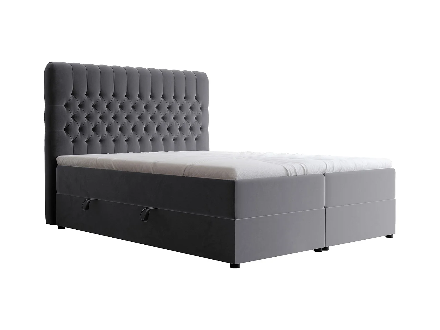 Lit continental rembourré avec matelas, gris anthracite - 160x200