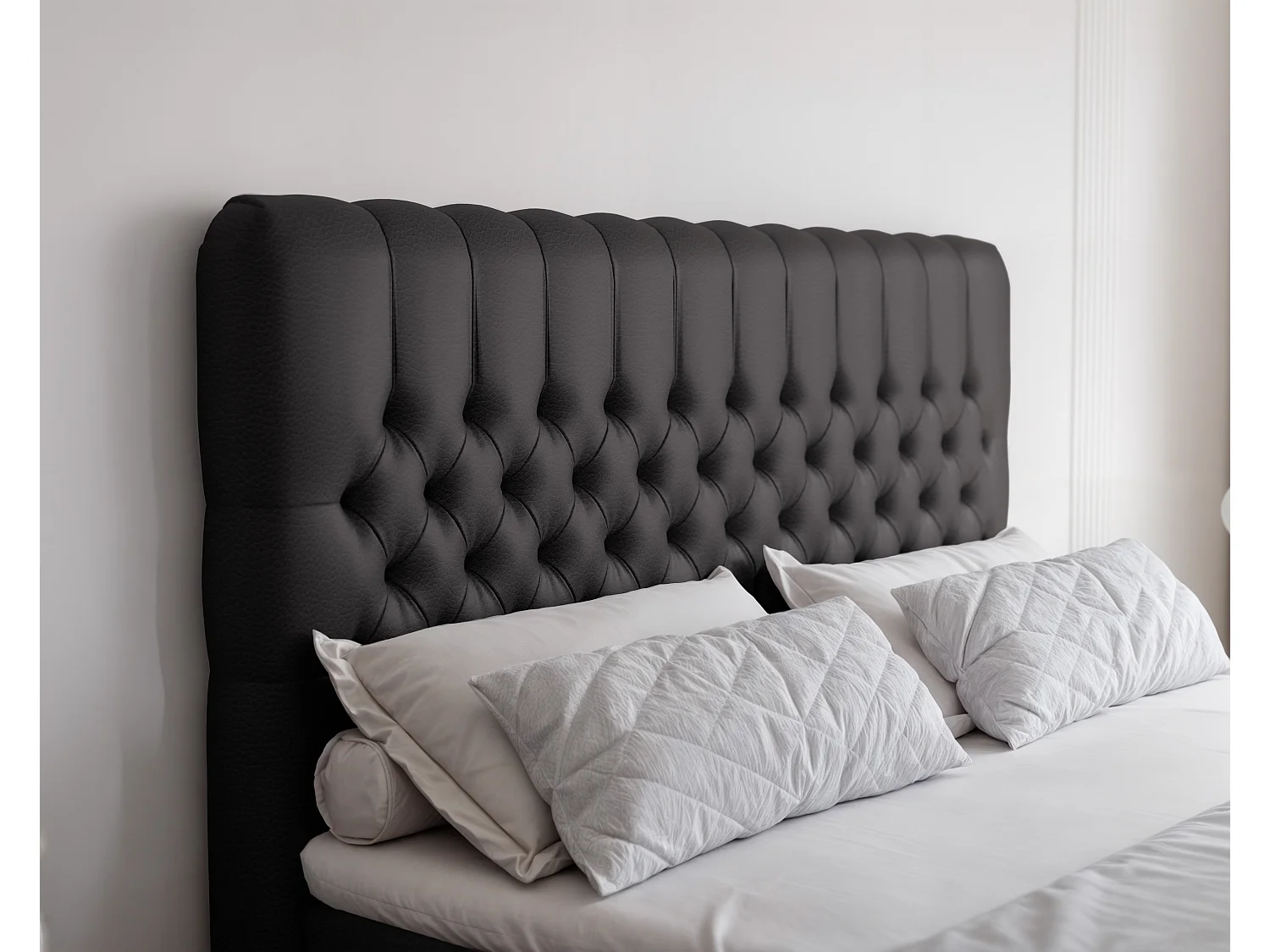 Lit continental rembourré avec matelas, noir  - 140x200