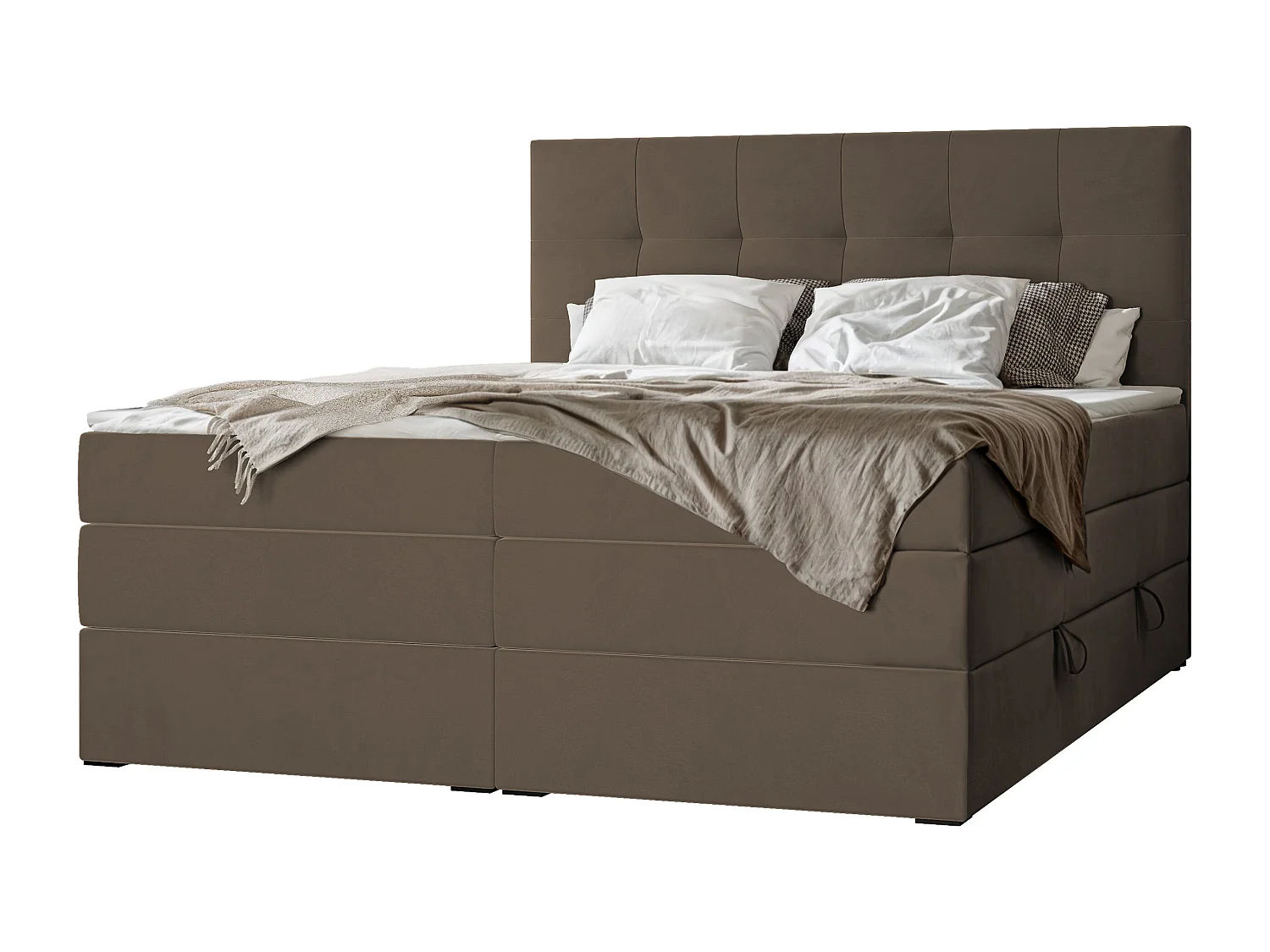 Lit continental rembourré avec surmatelas, marron - 160x200 - AZARIO