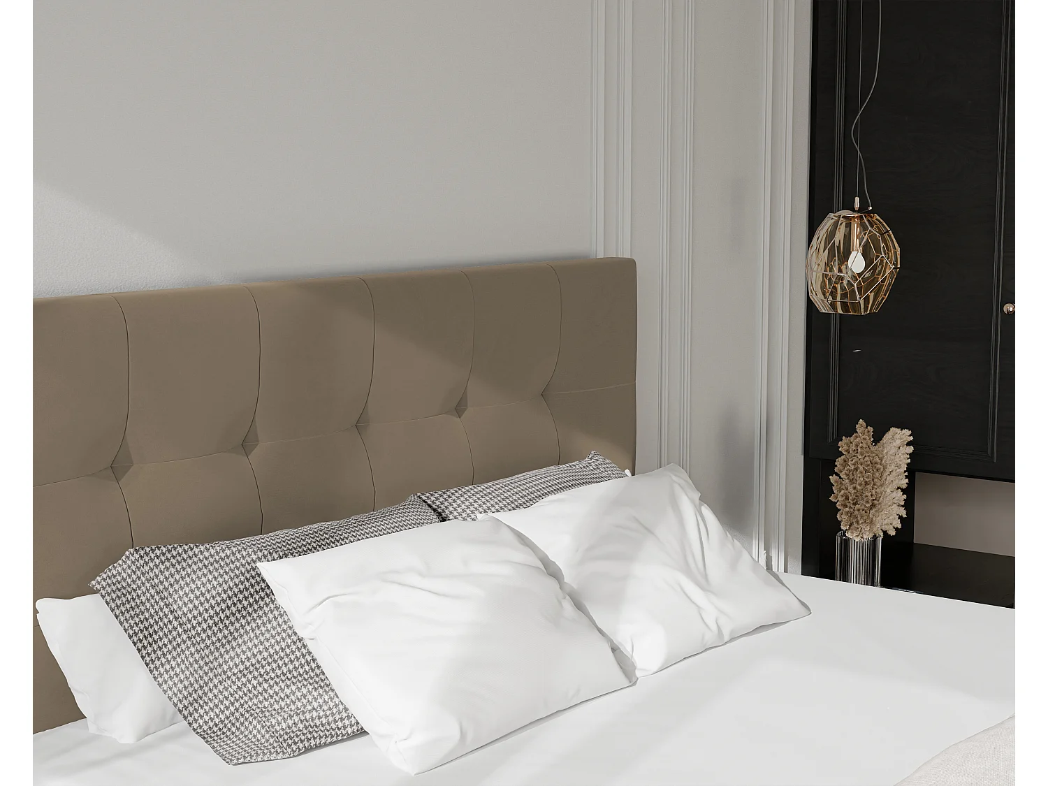 Lit continental rembourré avec surmatelas, marron - 160x200 - AZARIO