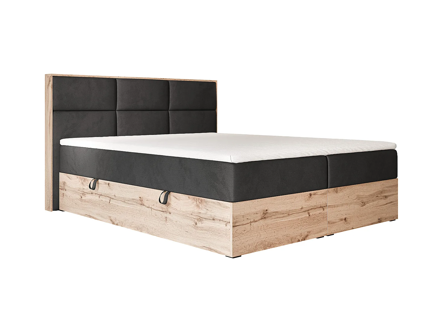 Lit continental rembourré avec surmatelas, noir - 120x200 - LAVIO