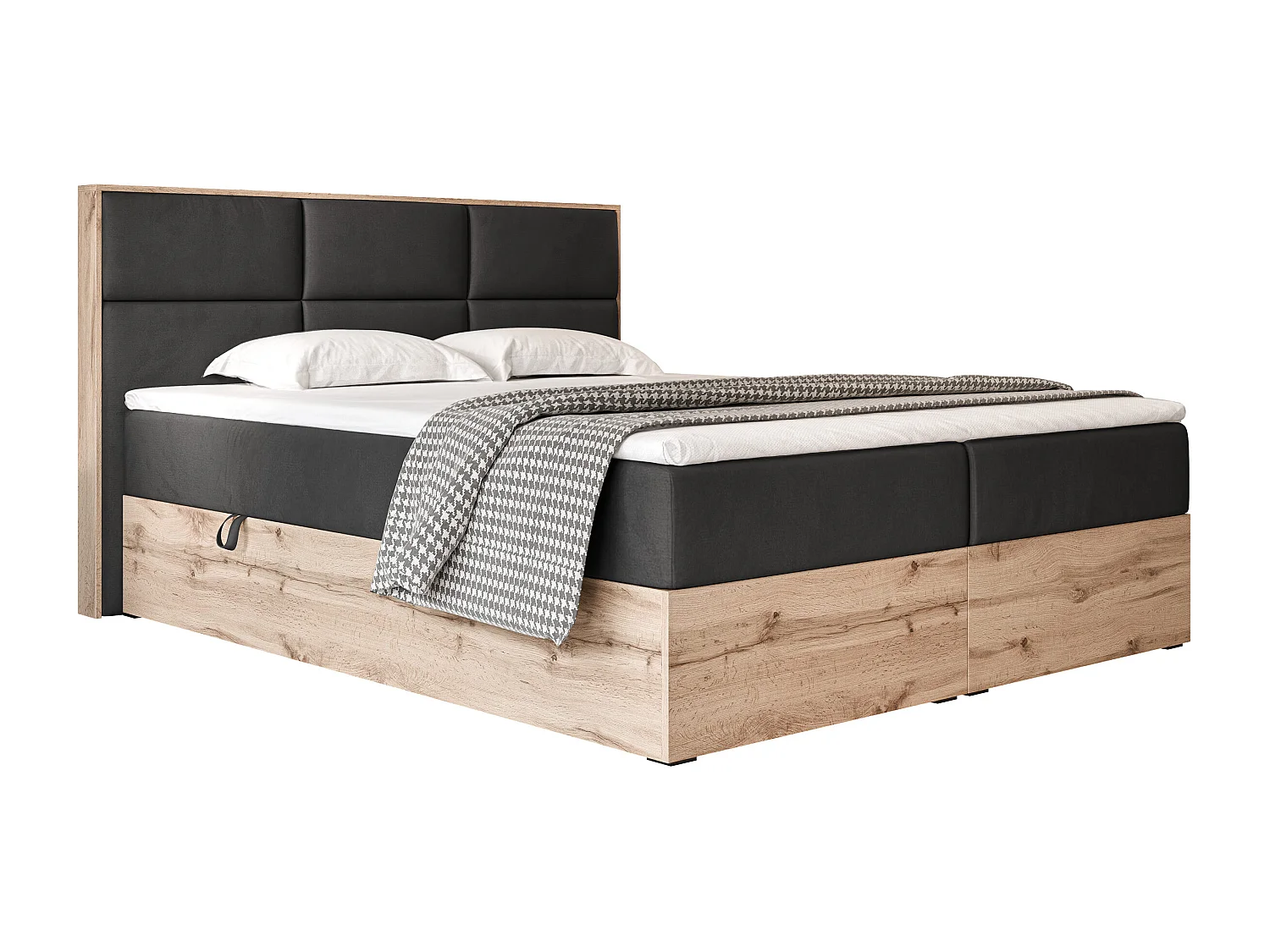 Lit continental rembourré avec surmatelas, noir - 120x200 - LAVIO