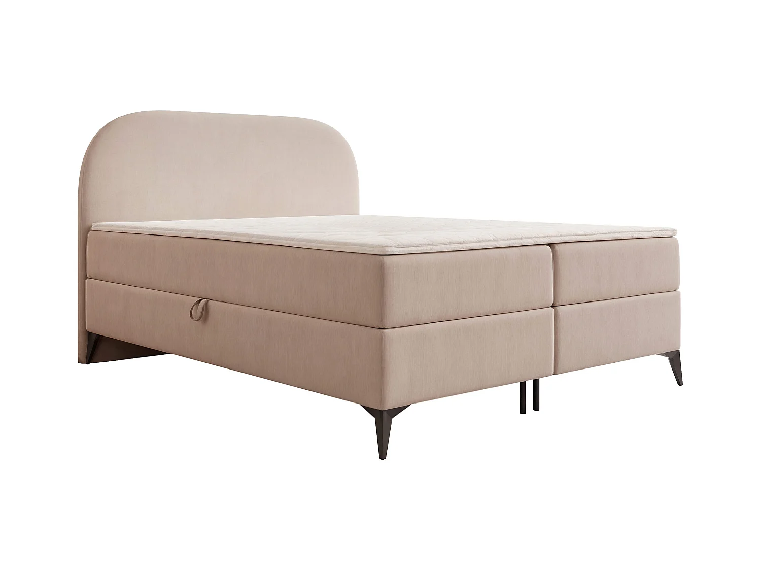 Lit continental rembourré sur pieds avec surmatelas, beige - 180x200 - NOELIA