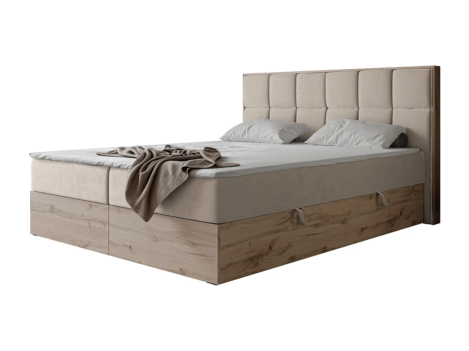 Lit continental rembourré avec surmatelas, beige - 180x200 - LAVIO II