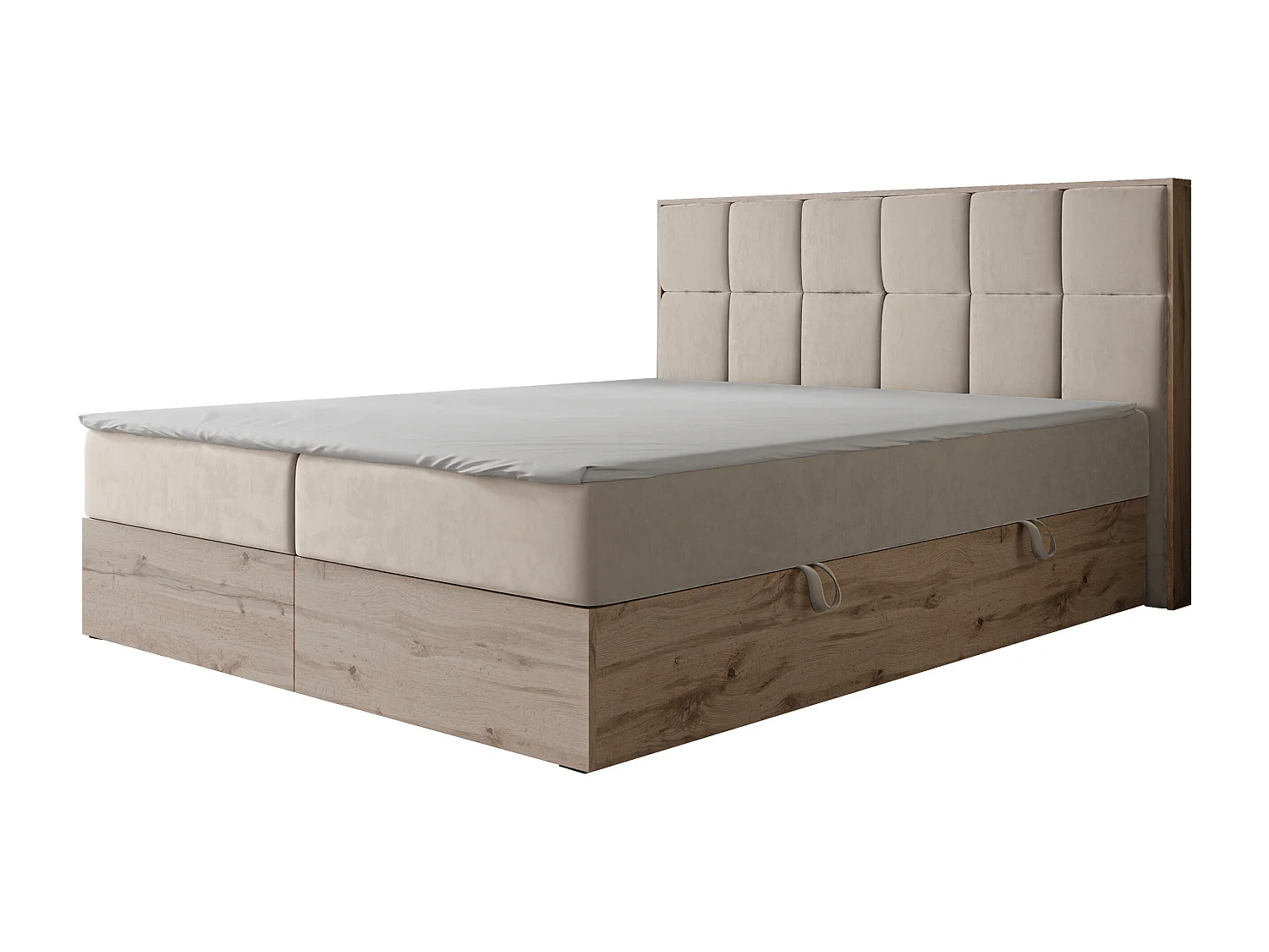 Lit continental rembourré avec surmatelas, beige - 180x200 - LAVIO II