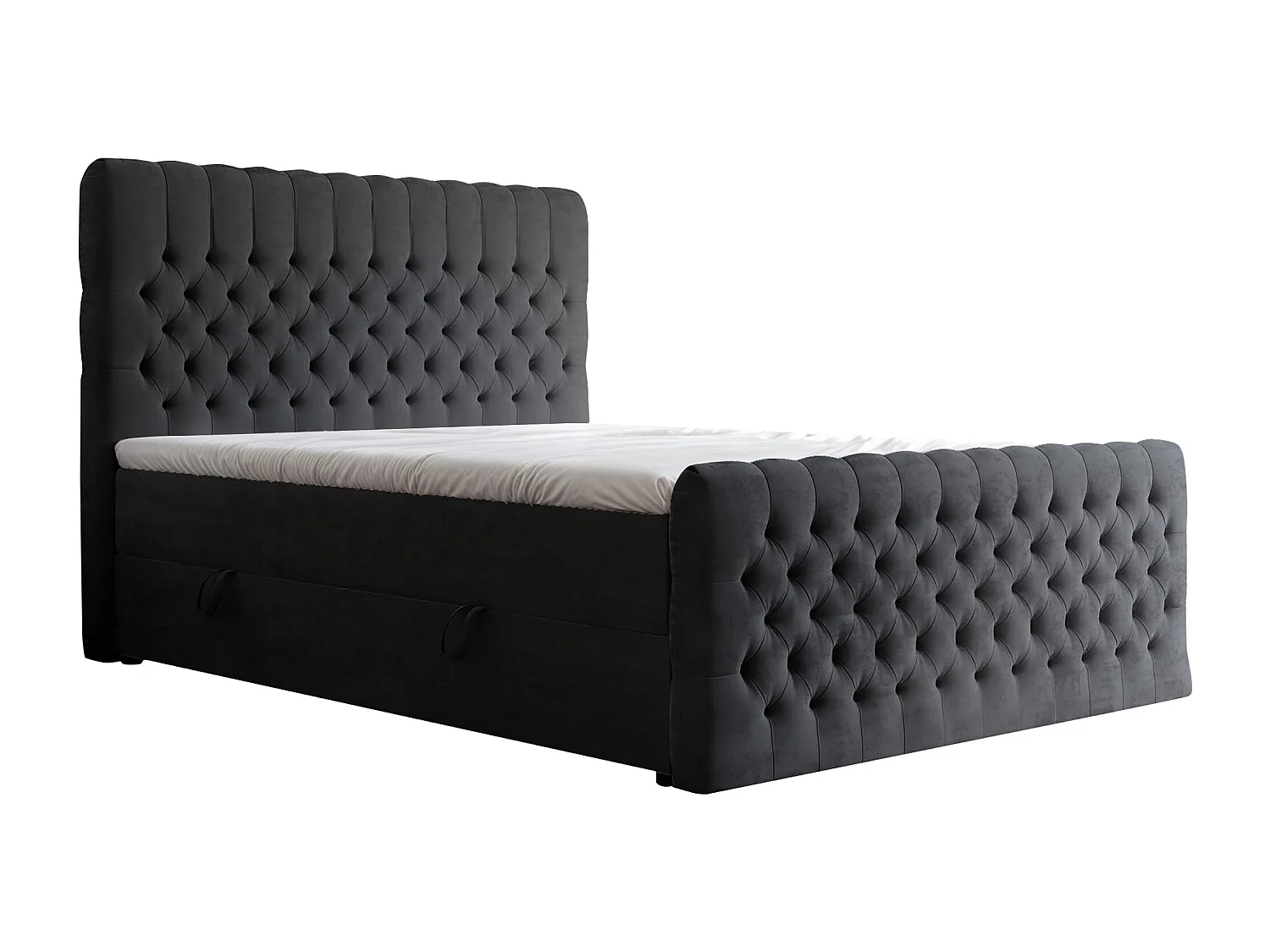 Lit continental rembourré avec matelas, noir - 180x200