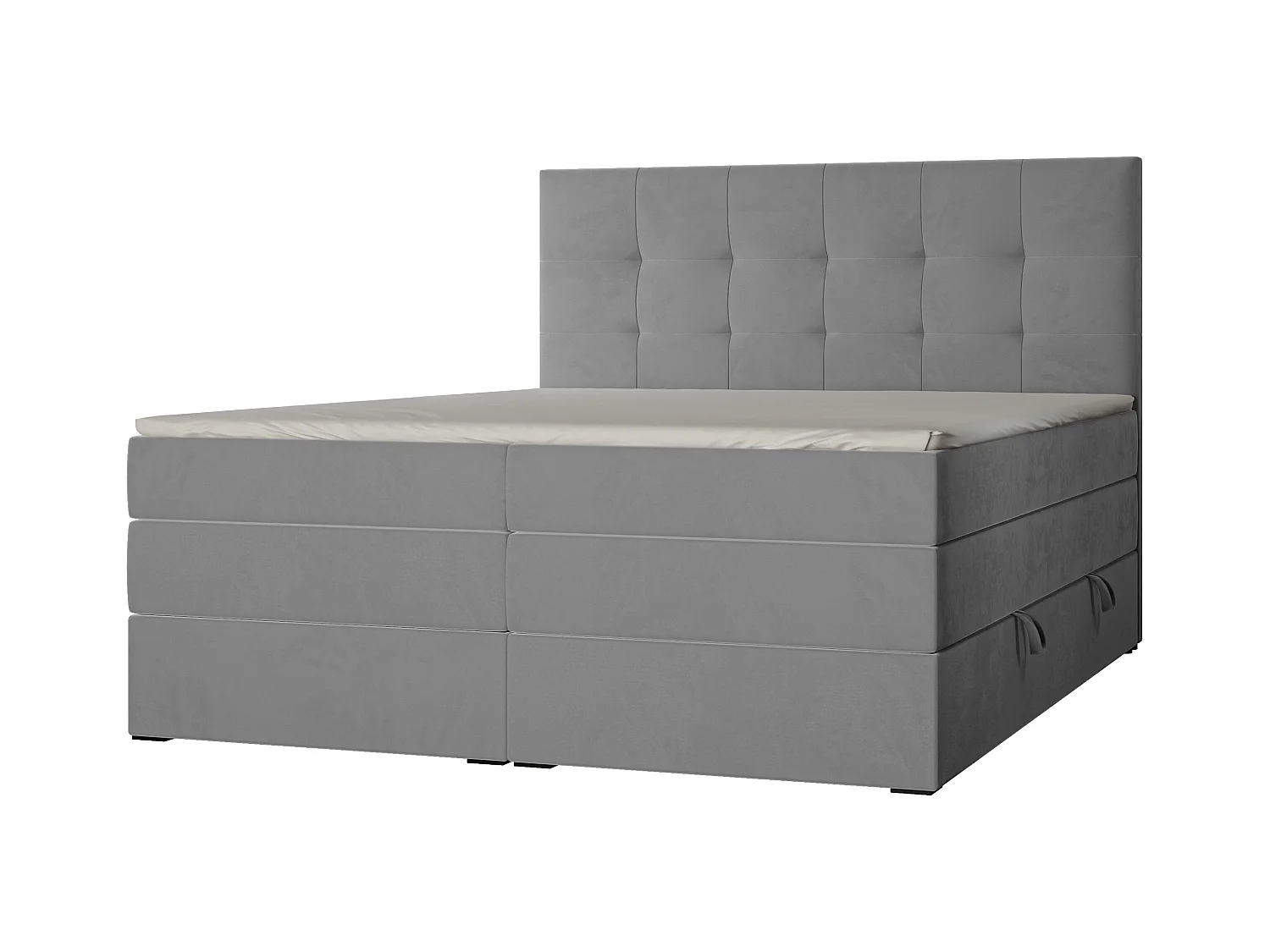 Lit continental rembourré avec surmatelas, gris clair - 140x200 - AZARIO