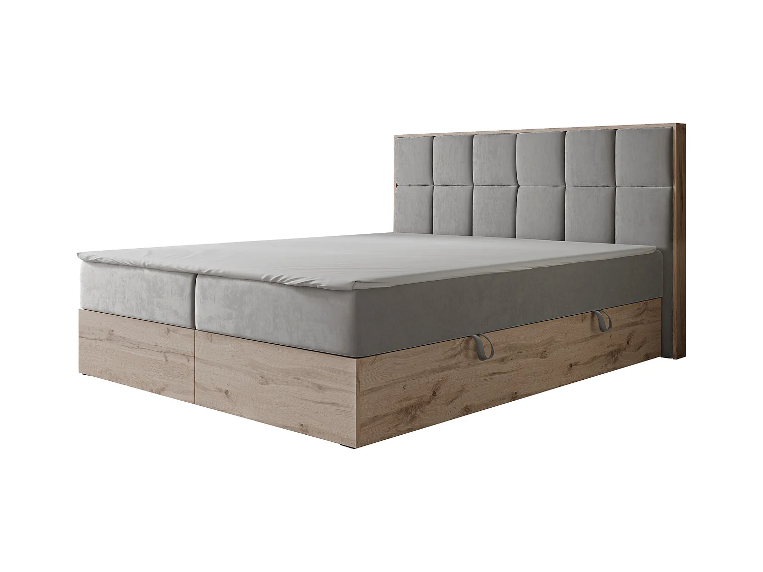 Lit continental rembourré avec surmatelas, gris clair - 120x200 - LAVIO II