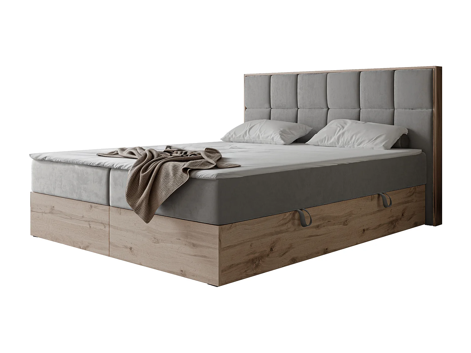 Lit continental rembourré avec surmatelas, gris clair - 120x200 - LAVIO II