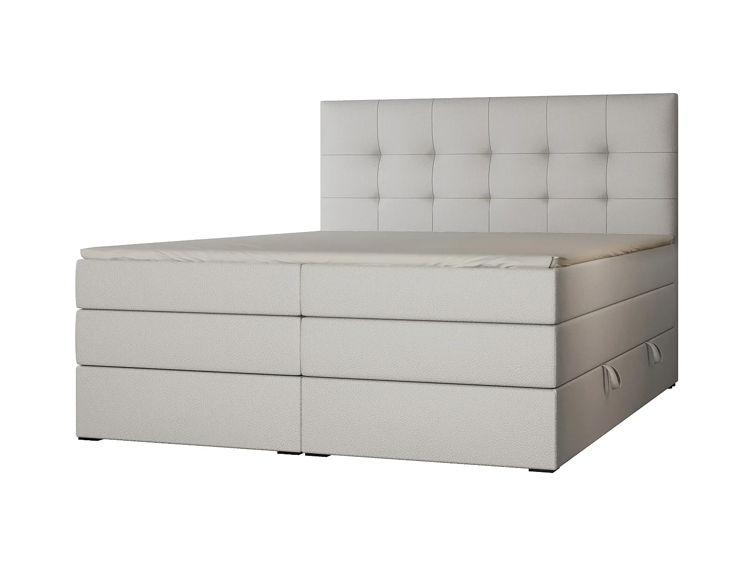 Lit continental rembourré avec surmatelas, blanc  - 200x200 - AZARIO