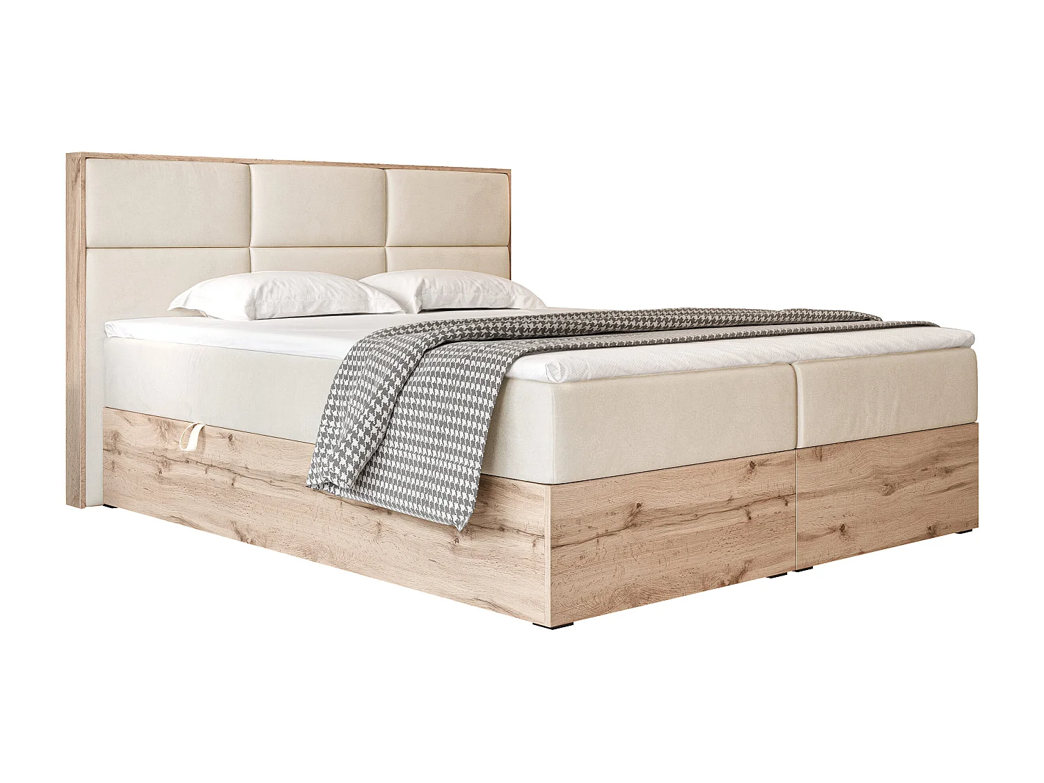 Lit continental rembourré avec surmatelas, beige - 180x200 - LAVIO