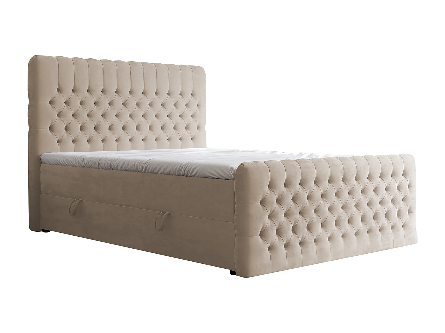 Lit continental rembourré avec matelas, crème - 140x200
