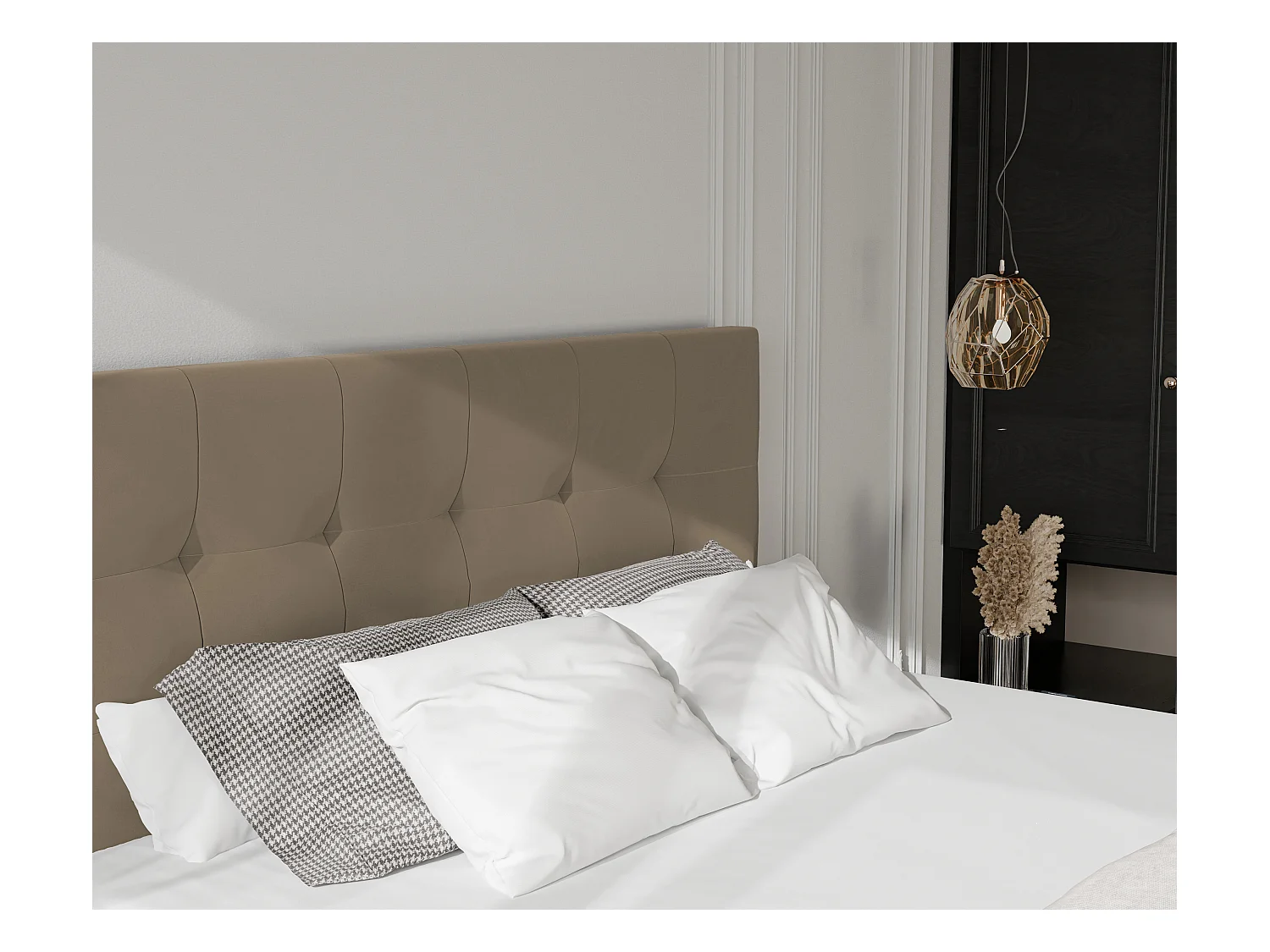 Lit continental rembourré avec surmatelas, marron - 140x200 - AZARIO