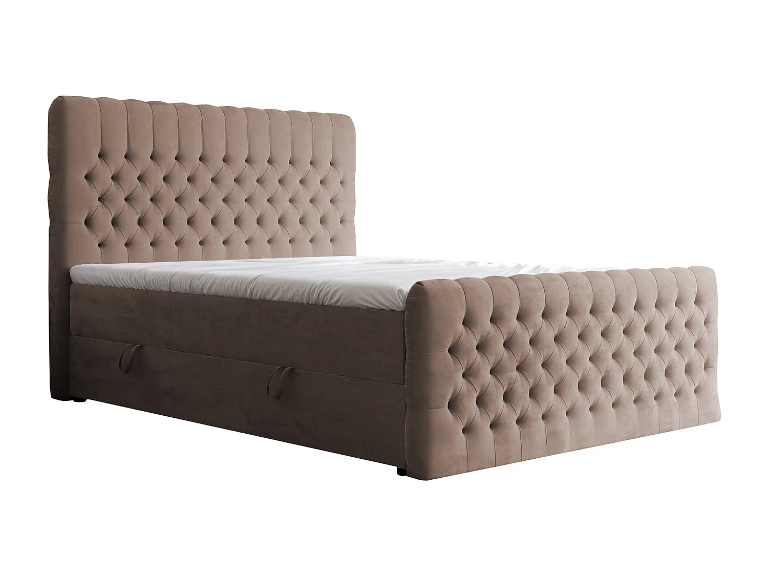 Lit continental rembourré avec matelas, marron - 140x200
