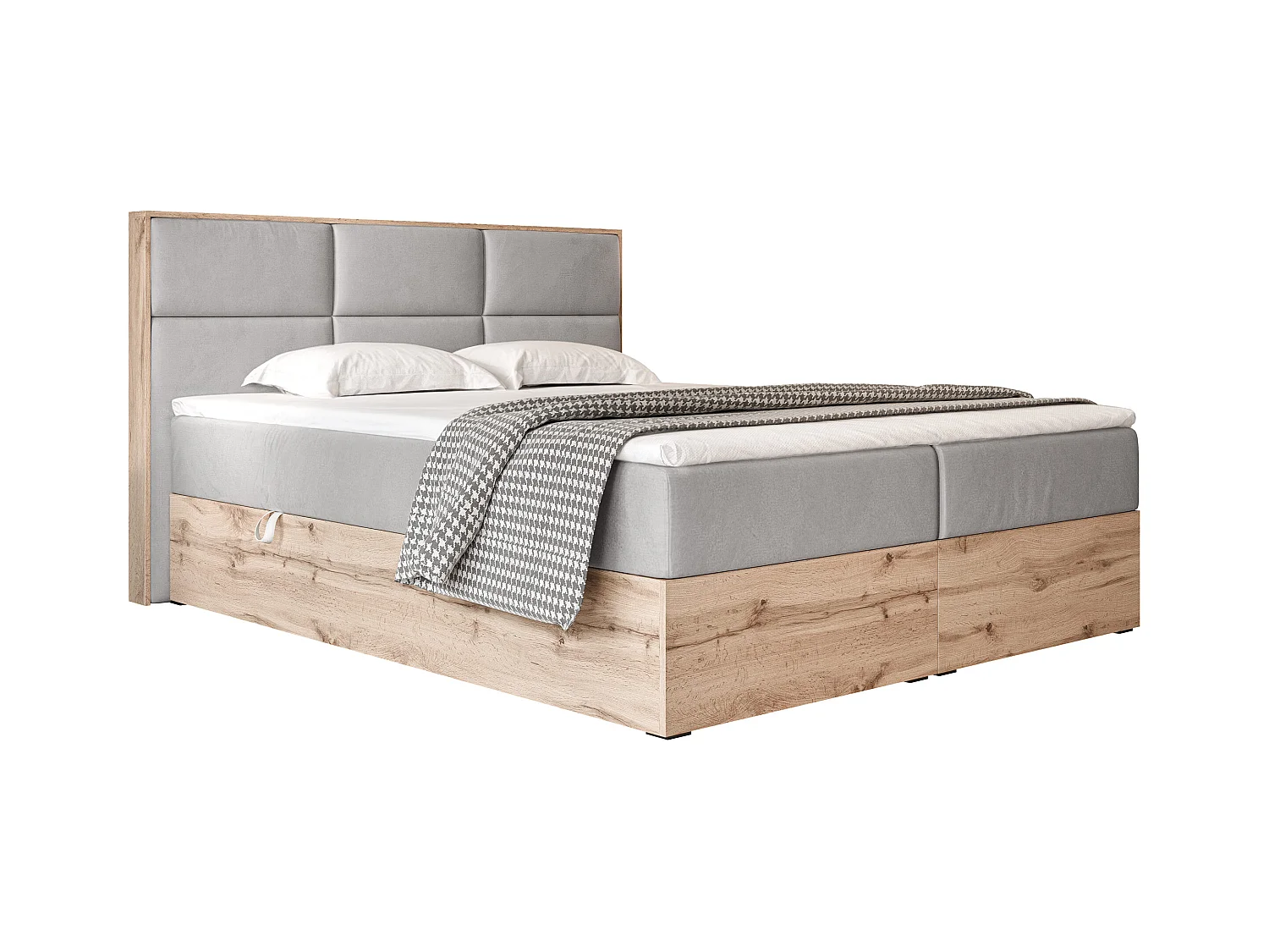 Lit continental rembourré avec surmatelas, gris - 140x200 - LAVIO