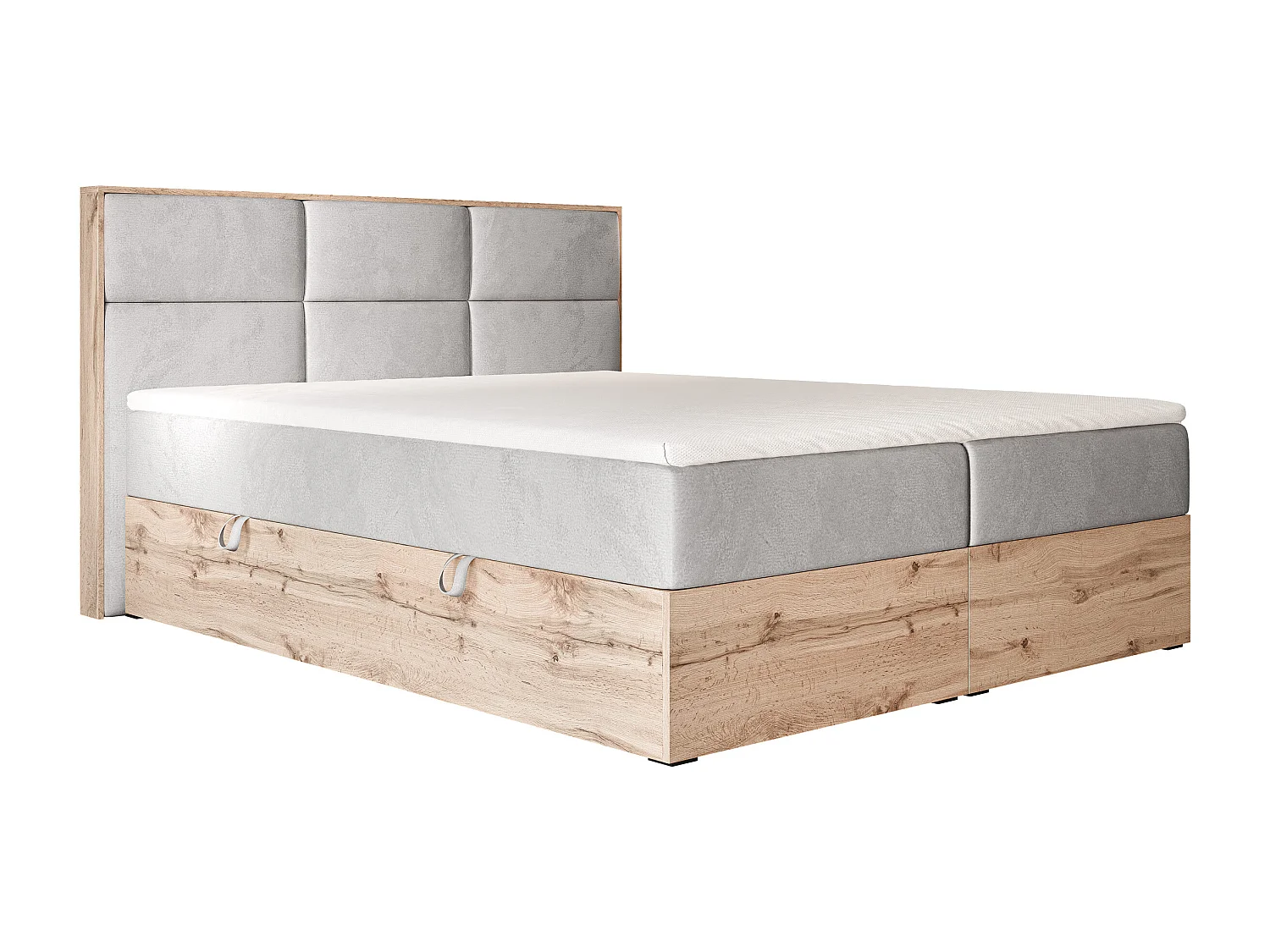 Lit continental rembourré avec surmatelas, gris - 140x200 - LAVIO