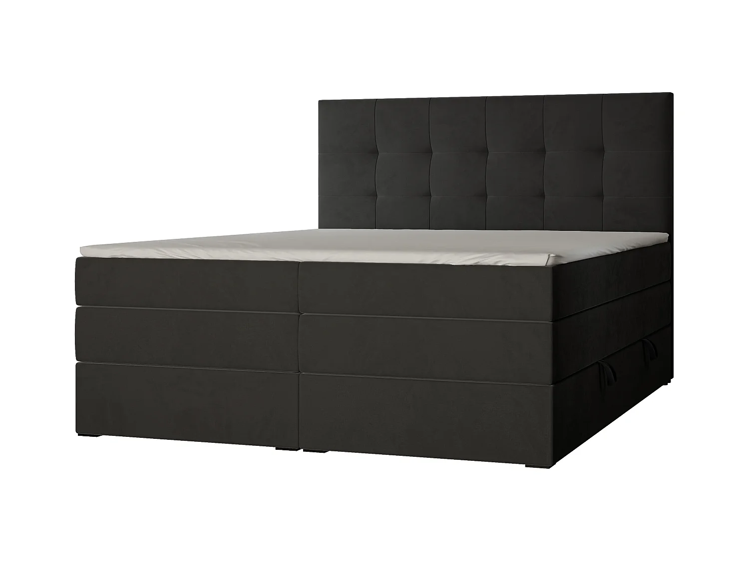 Lit continental rembourré avec surmatelas, noir - 160x200 - AZARIO
