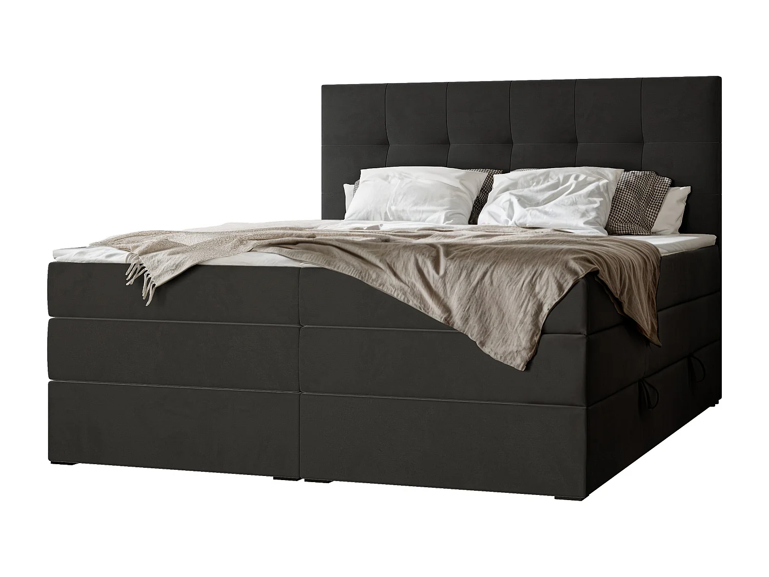 Lit continental rembourré avec surmatelas, noir - 160x200 - AZARIO