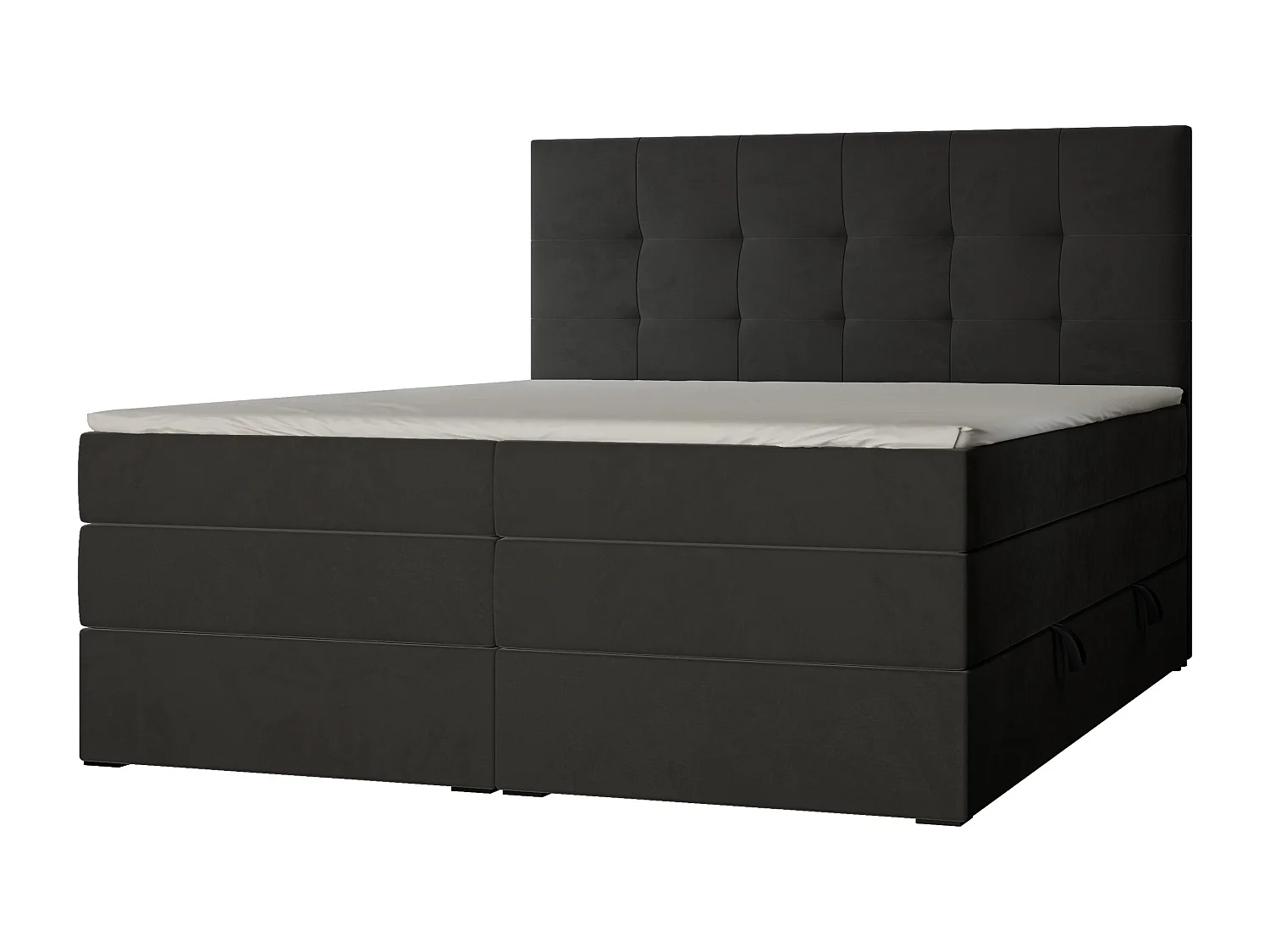 Lit continental rembourré avec surmatelas, noir - 200x200 - AZARIO