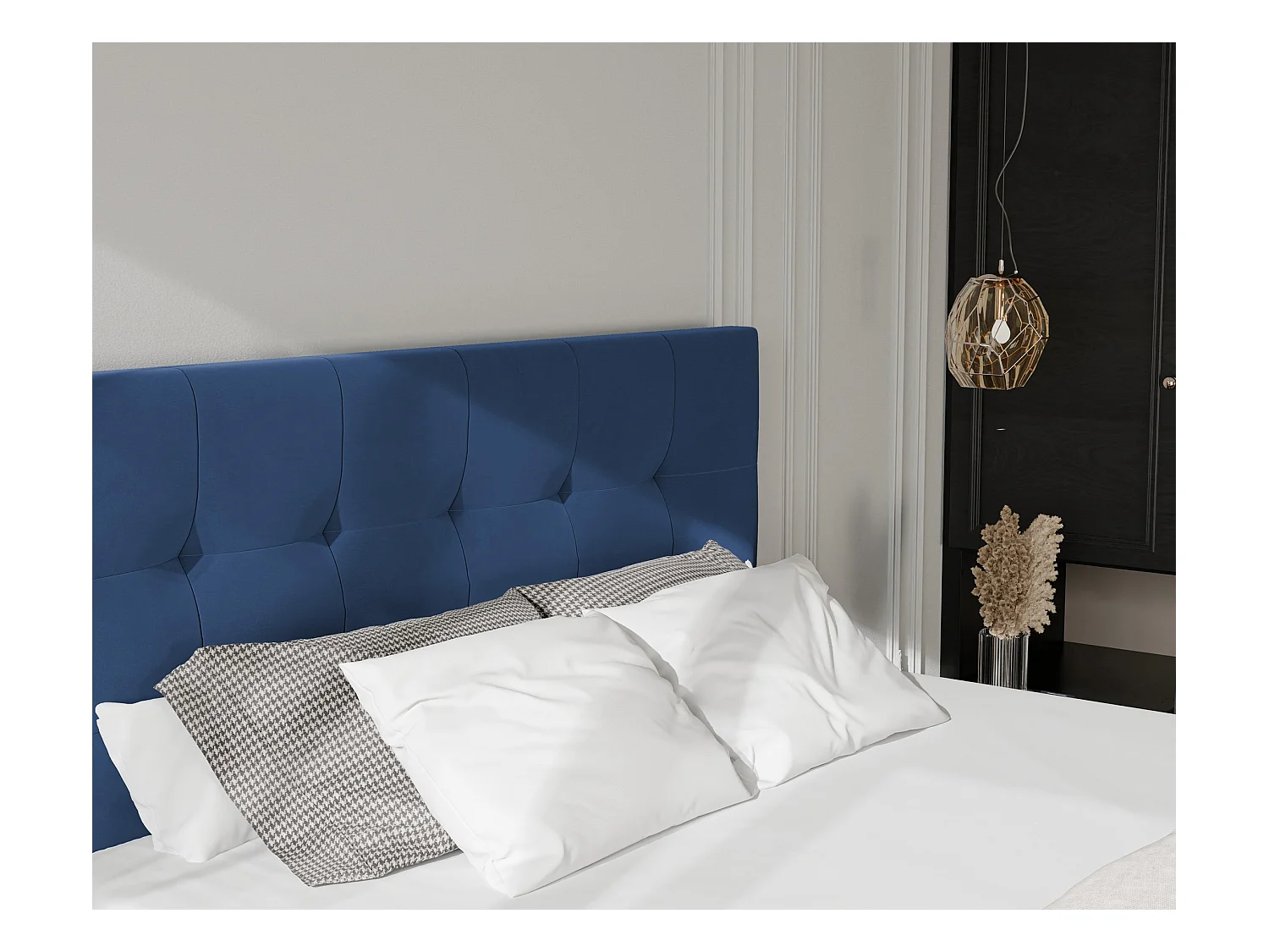 Lit continental rembourré avec surmatelas, bleu - 180x200 - AZARIO