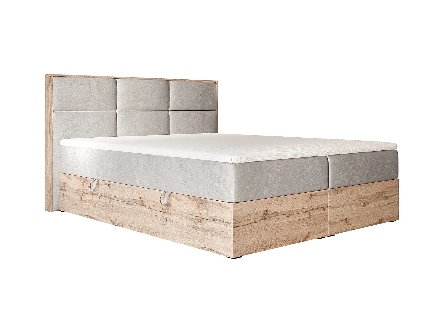 Lit continental rembourré avec surmatelas, gris clair - 180x200 - LAVIO