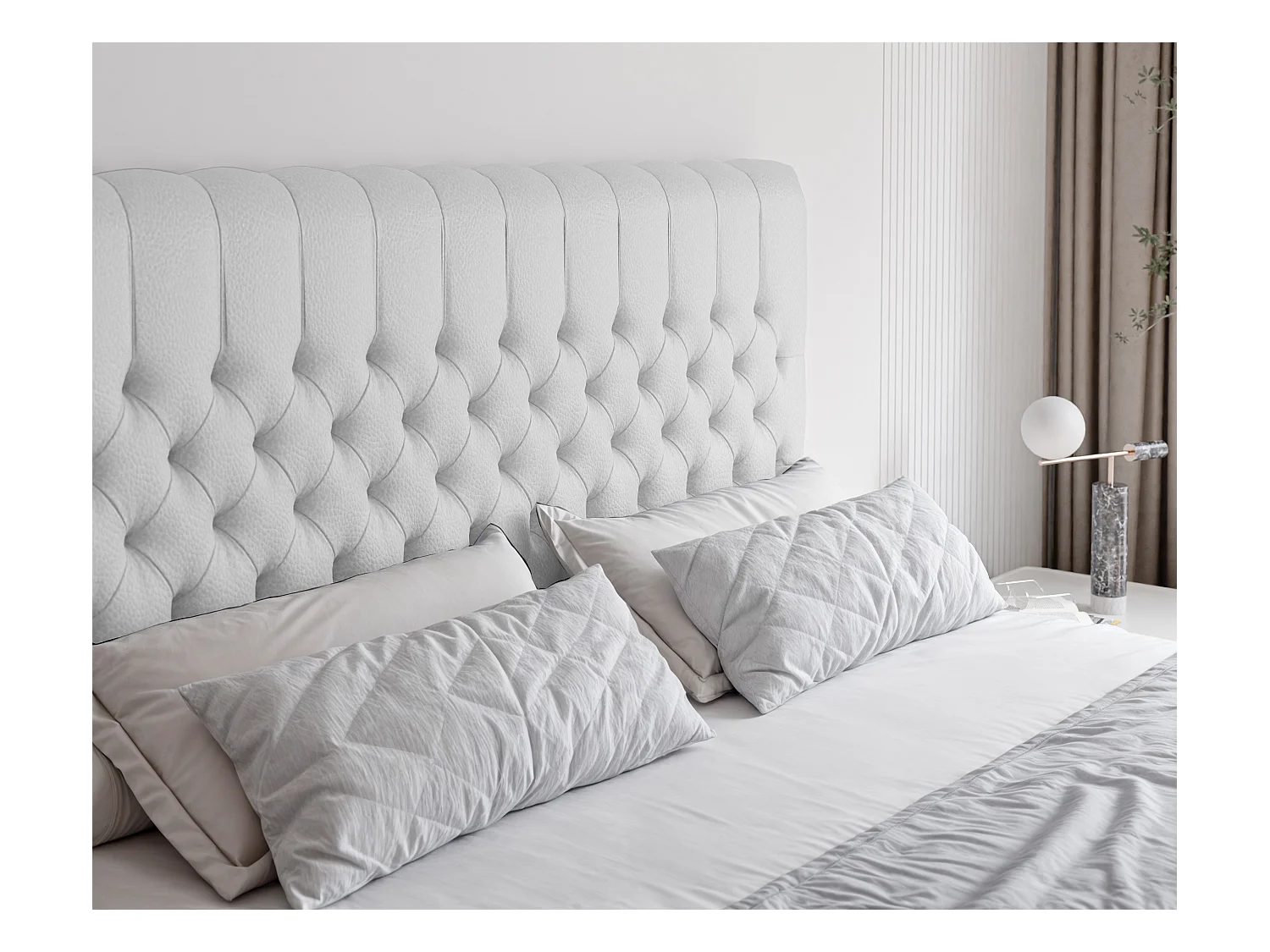 Lit continental rembourré avec matelas, blanc  - 200x200